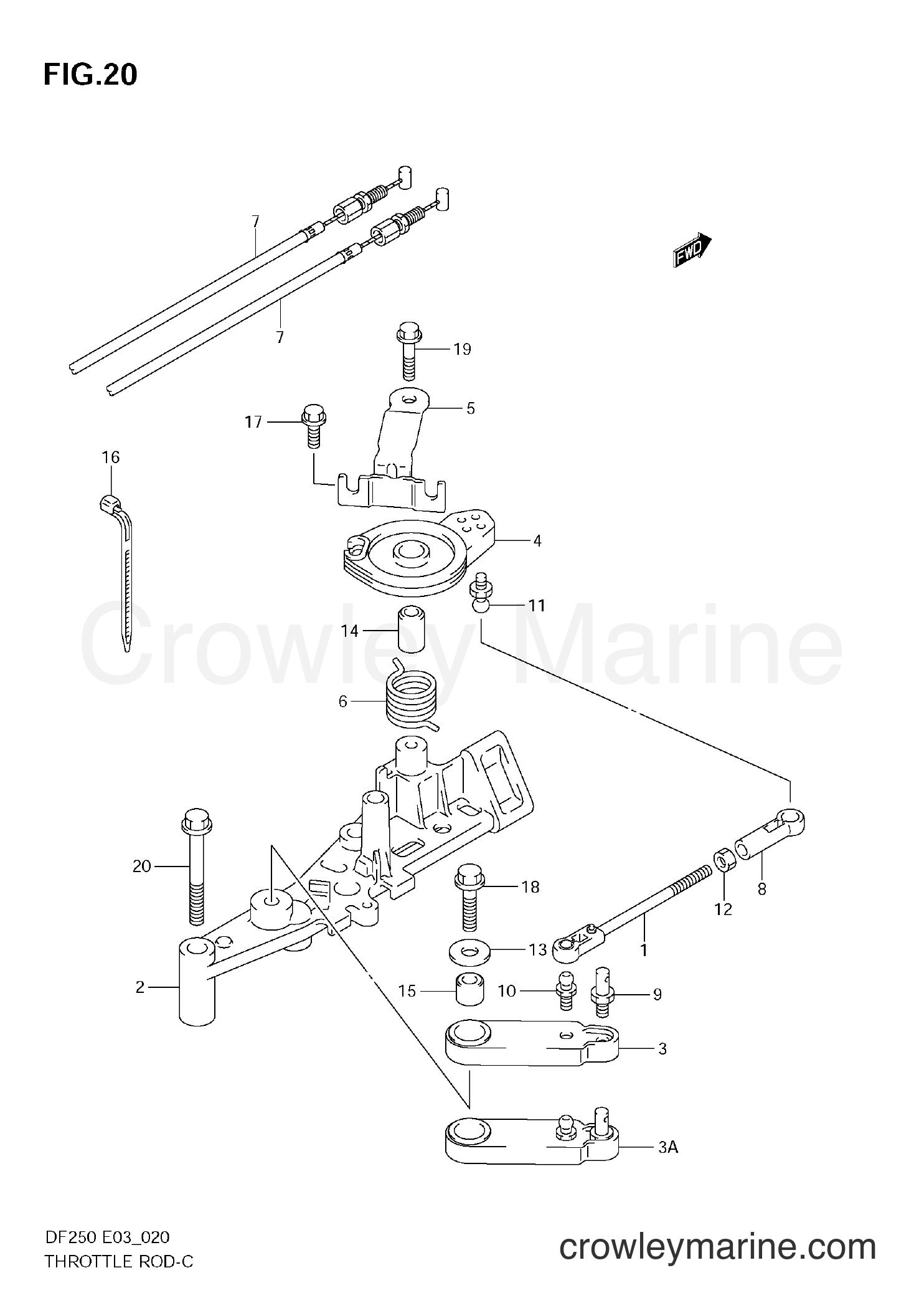 THROTTLE ROD - 2004 Four-Stroke Outboard 200 DF200 | Crowley Marine
