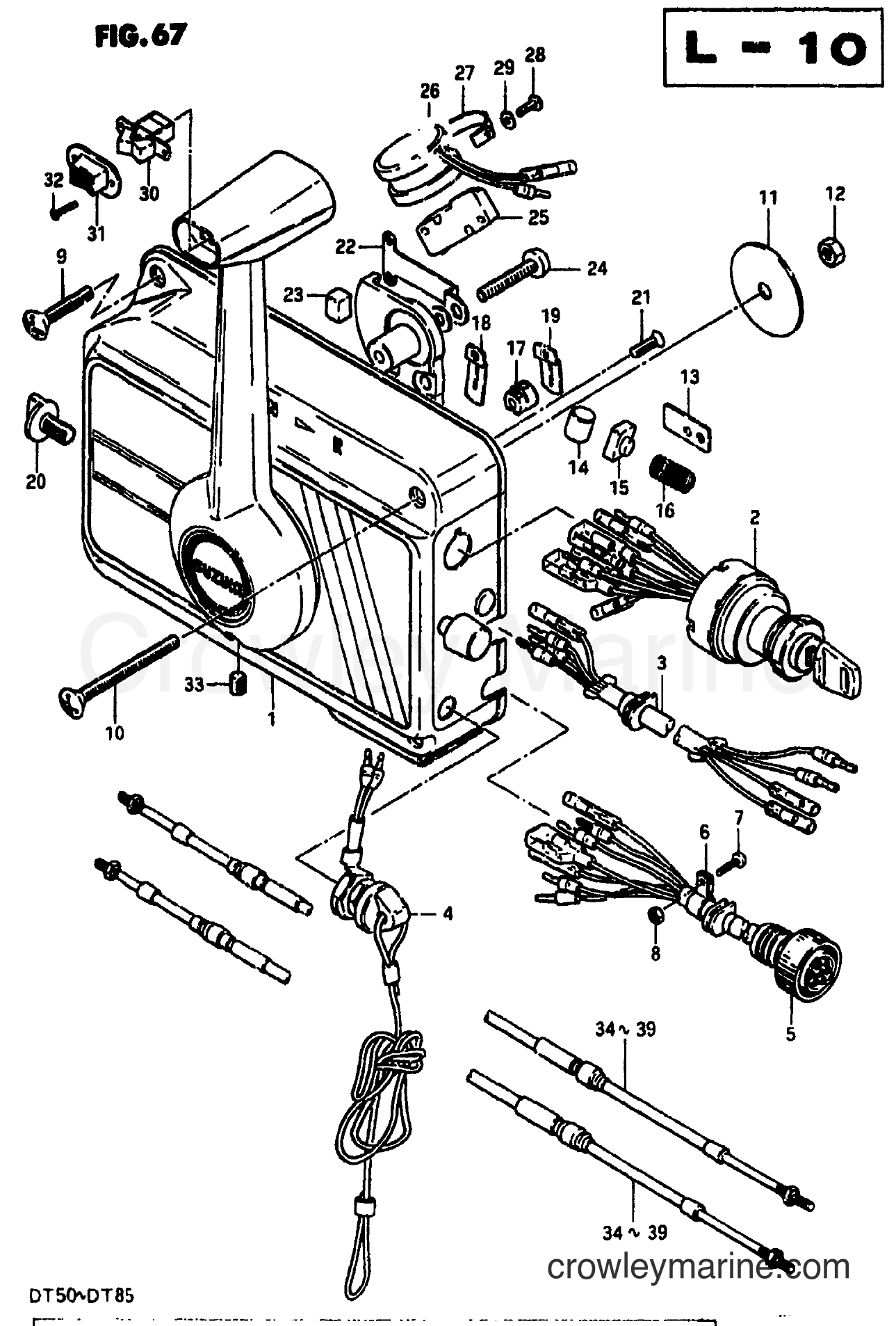REMOTE CONTROL 3 (DT85) 1977 TwoStroke Outboard 50 DT50 Crowley Marine