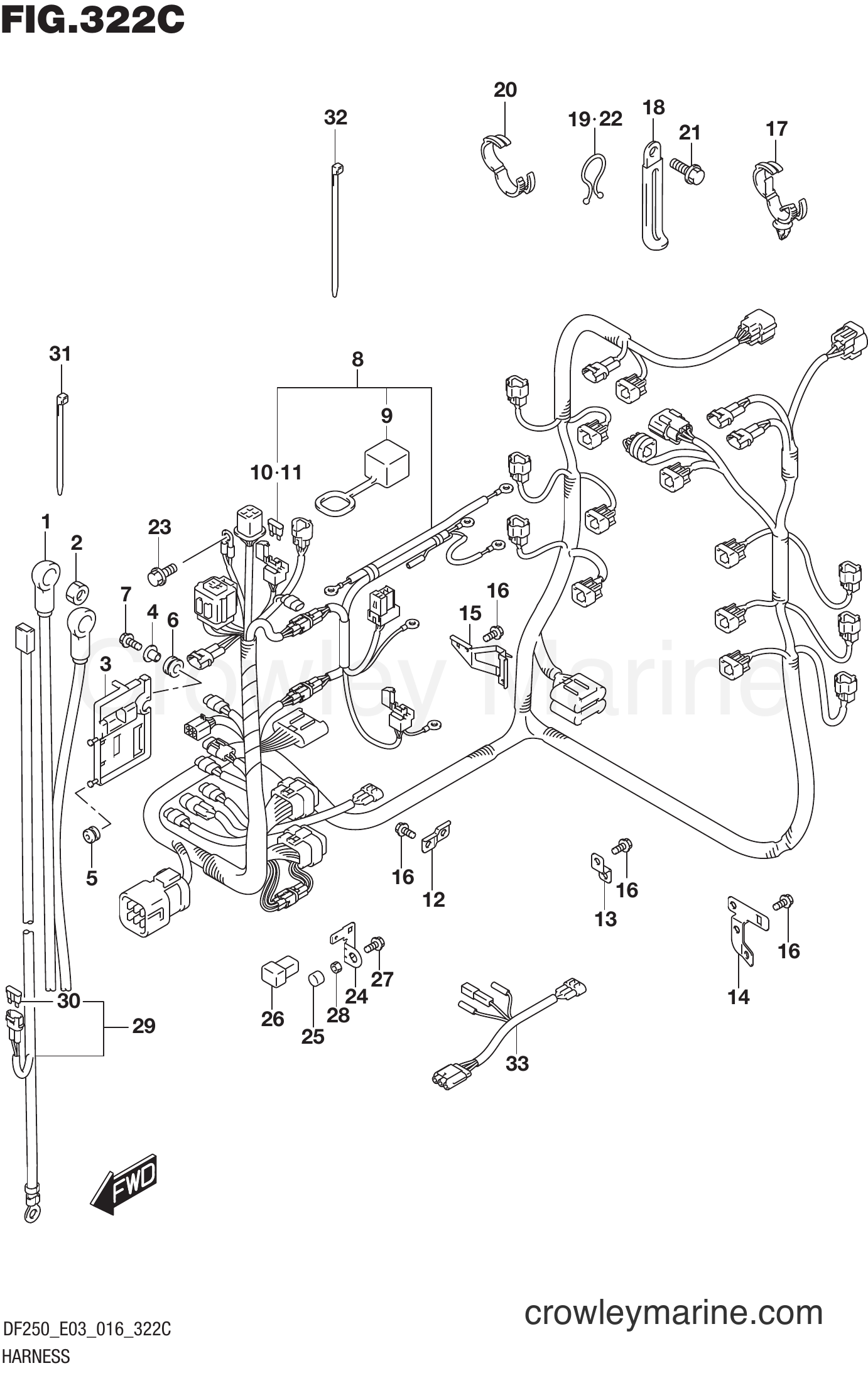 Suzuki Marine DF250T 610001 - HARNESS (DF225T E03)