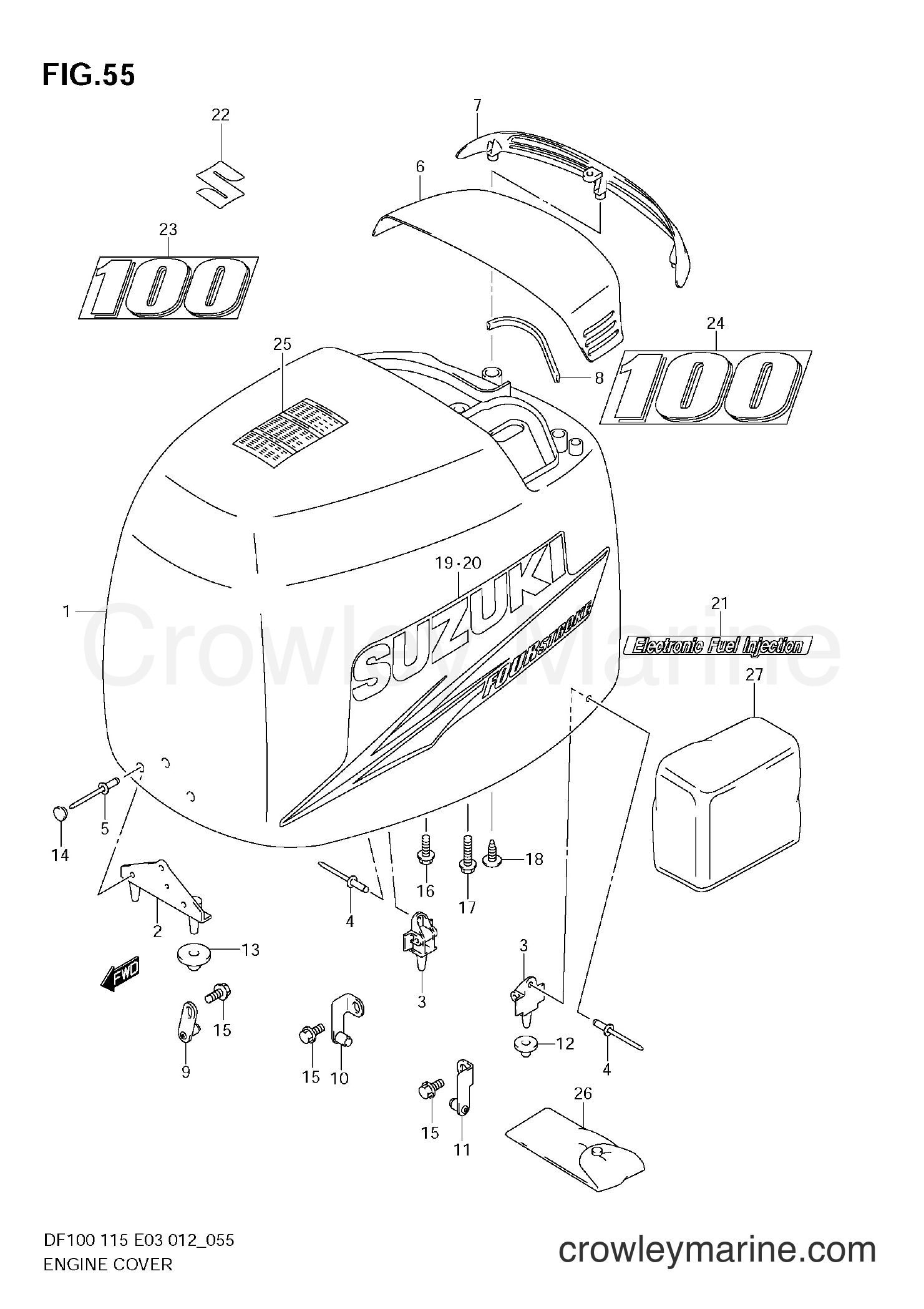 Suzuki Marine DF100 11502F-210001~ - ENGINE COVER (DF100T)
