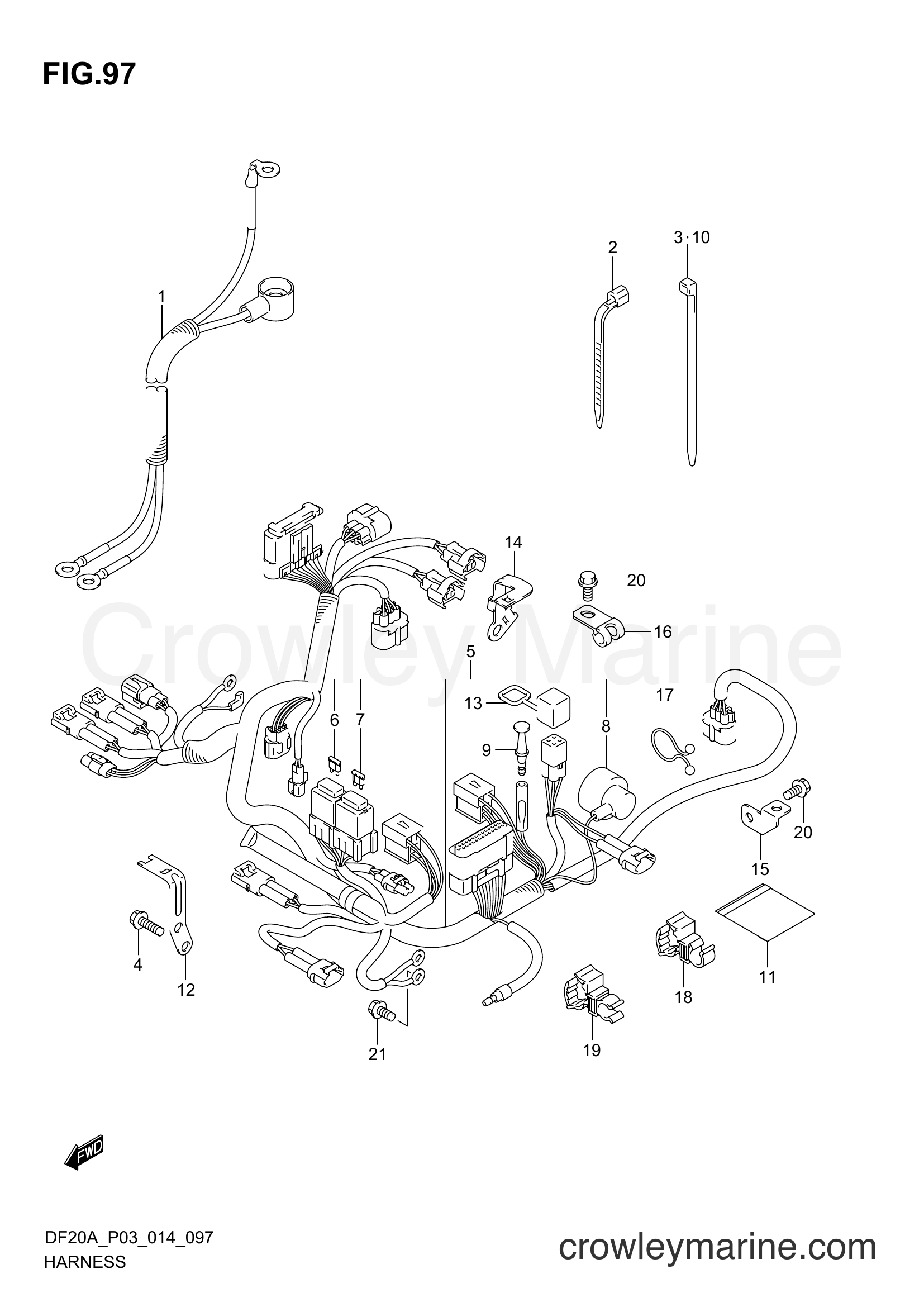Suzuki Marine DF20A 00995F-01504 - HARNESS (DF15A P03)