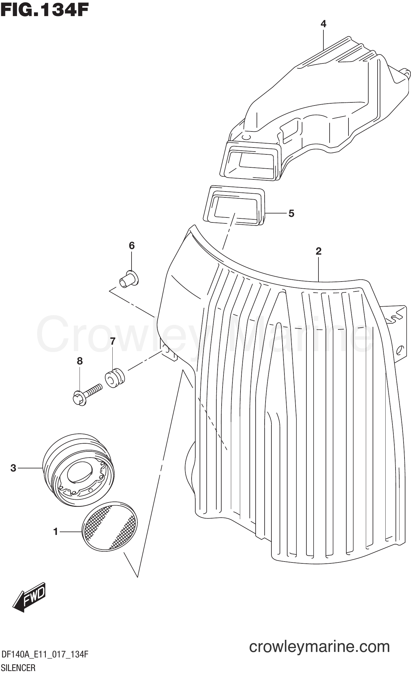 Suzuki Marine DF115AST 710001~ - SILENCER (DF140AT E11)