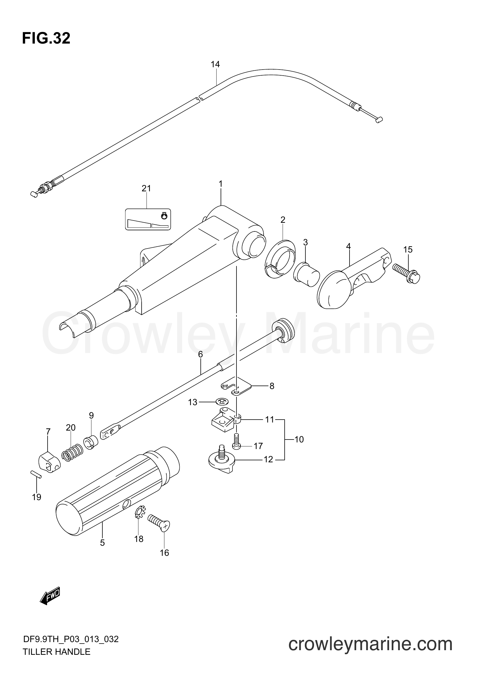 Suzuki Marine DF9.9TH 00993F-310001~ - TILLER HANDLE