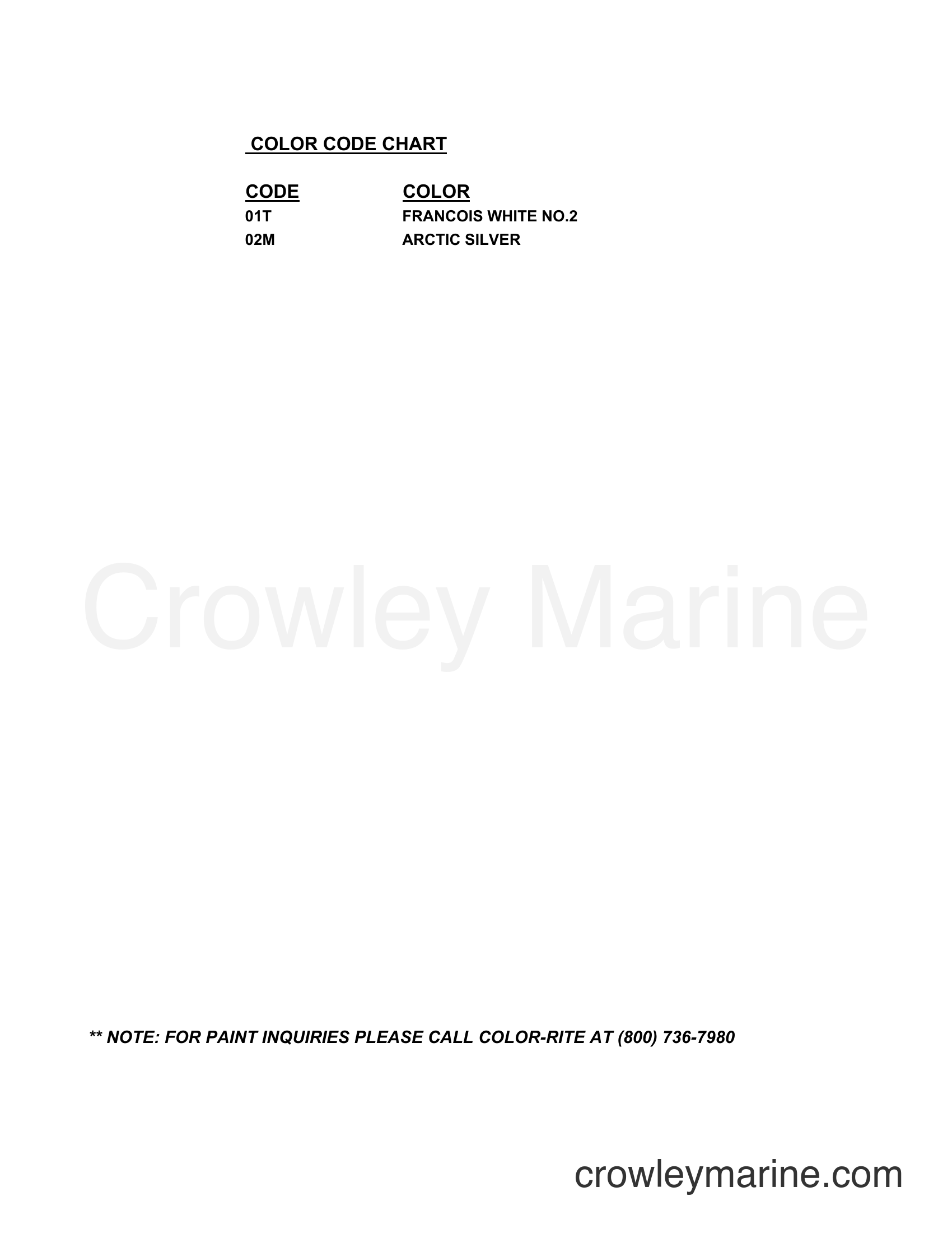 Suzuki Marine DT4V - COLOR CHART