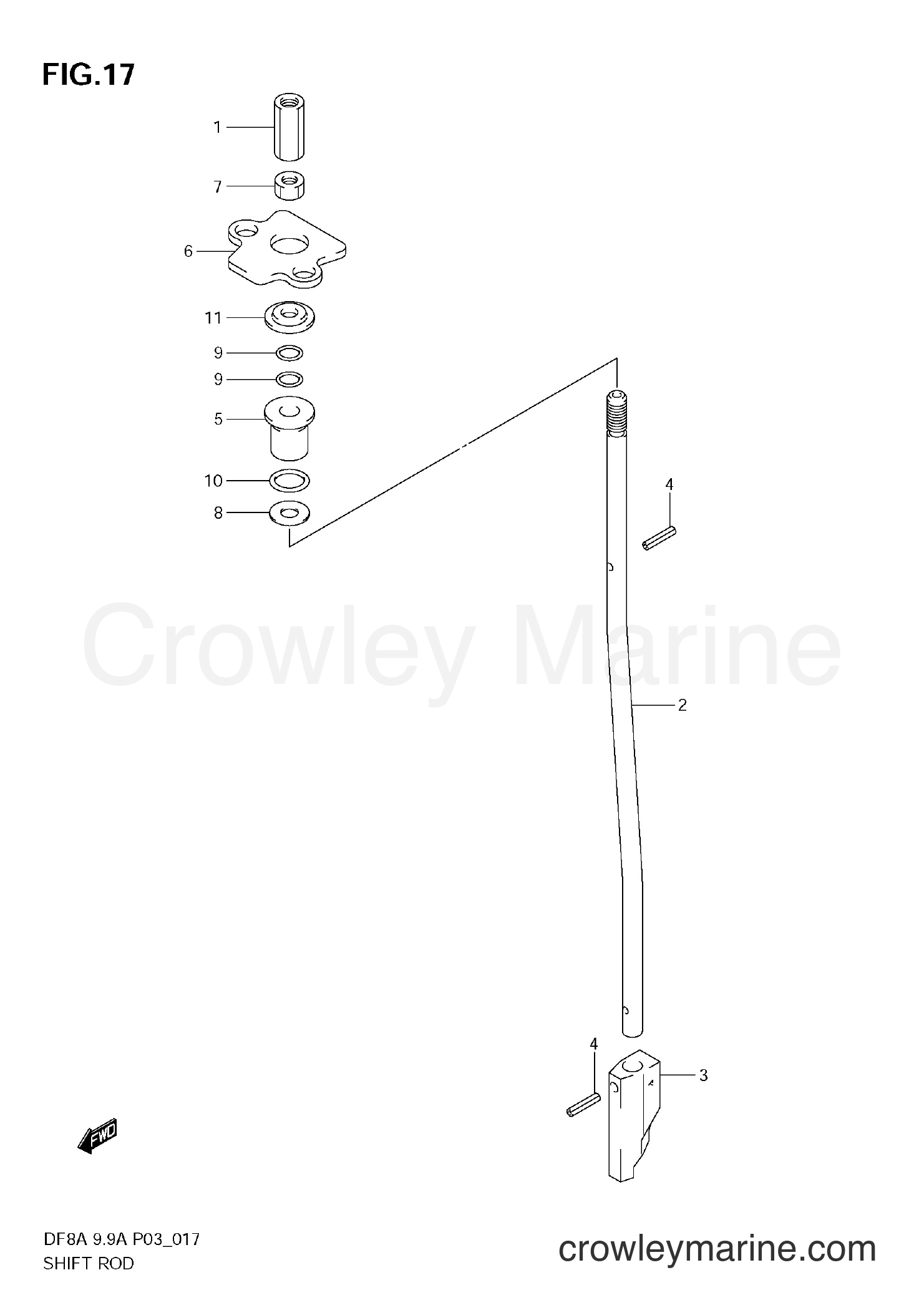 Suzuki Marine DF9.9A - SHIFT ROD