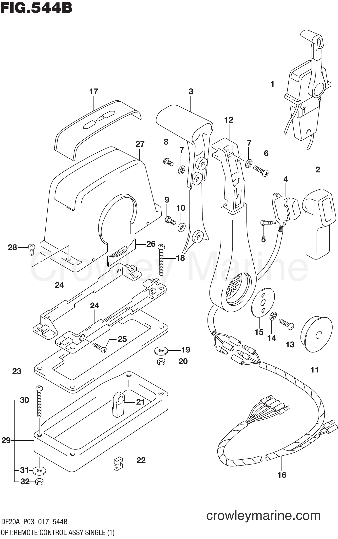 Suzuki Marine DF15A 710001~ - OPT:REMOTE CONTROL ASSY SINGLE (1) (DF9.9BR P03)