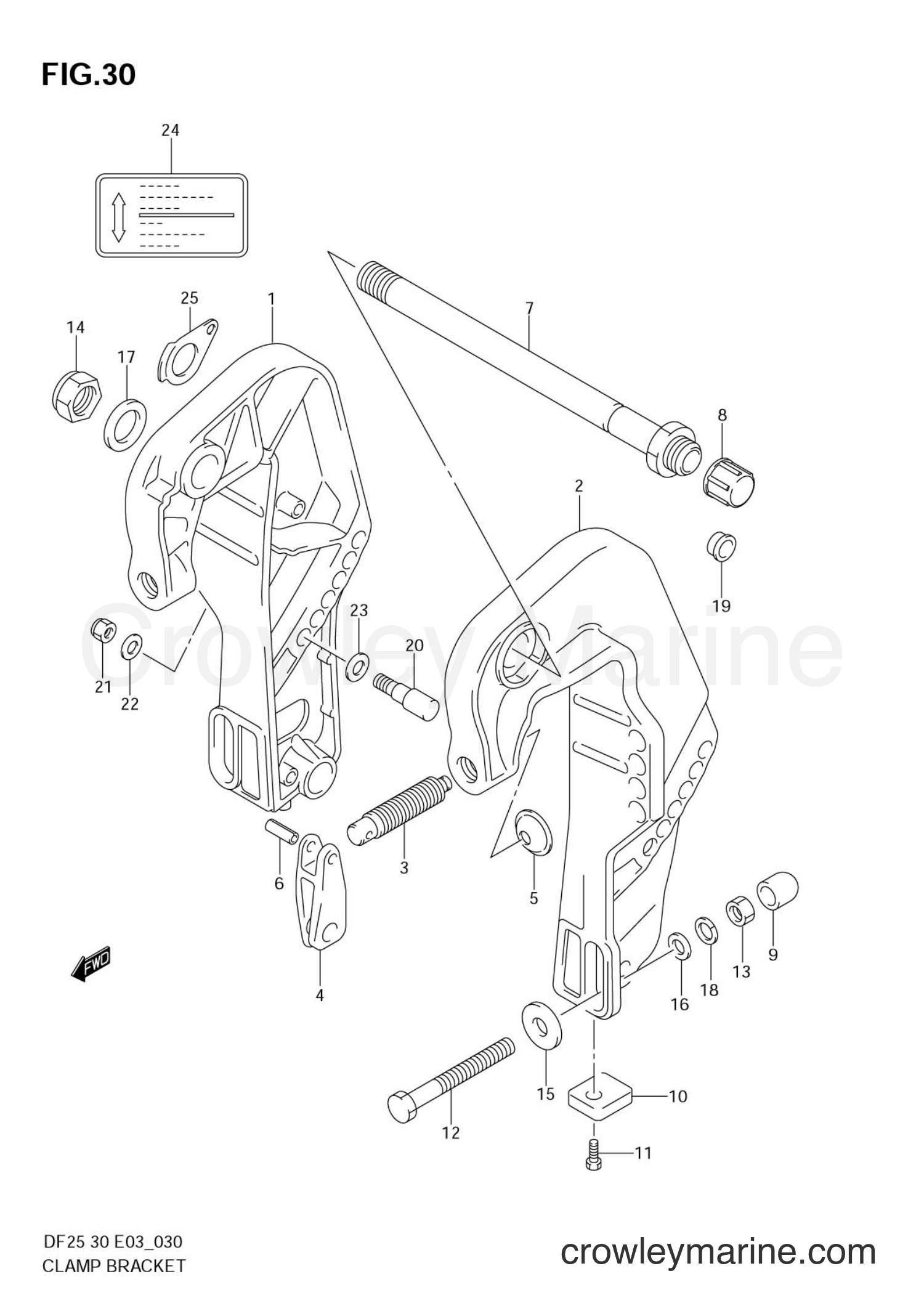 Suzuki Marine DF25 - CLAMP BRACKET