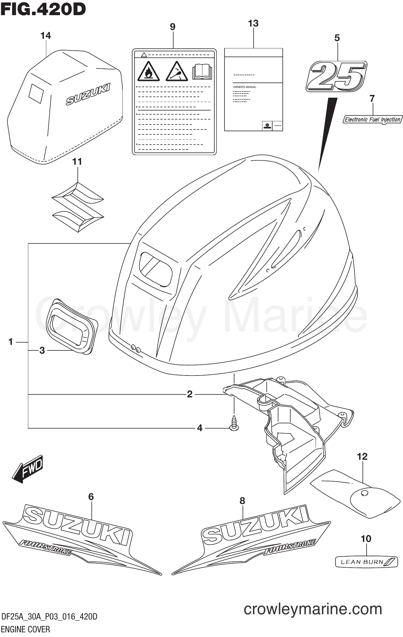 Suzuki Marine DF25A 610001~ - ENGINE COVER (DF25ATH P03)