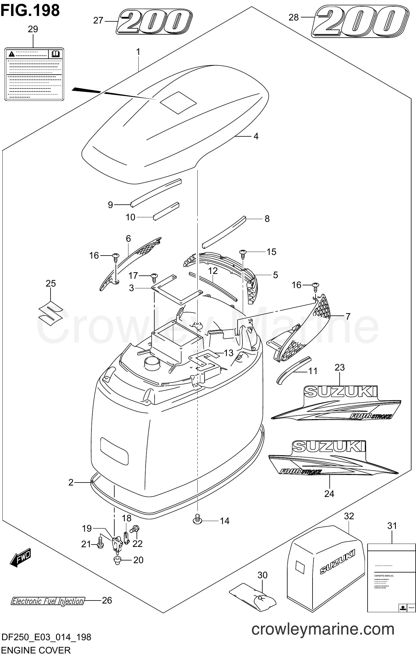 Suzuki Marine DF250 410001~ - ENGINE COVER (FOR Y5S)(DF200T E03)