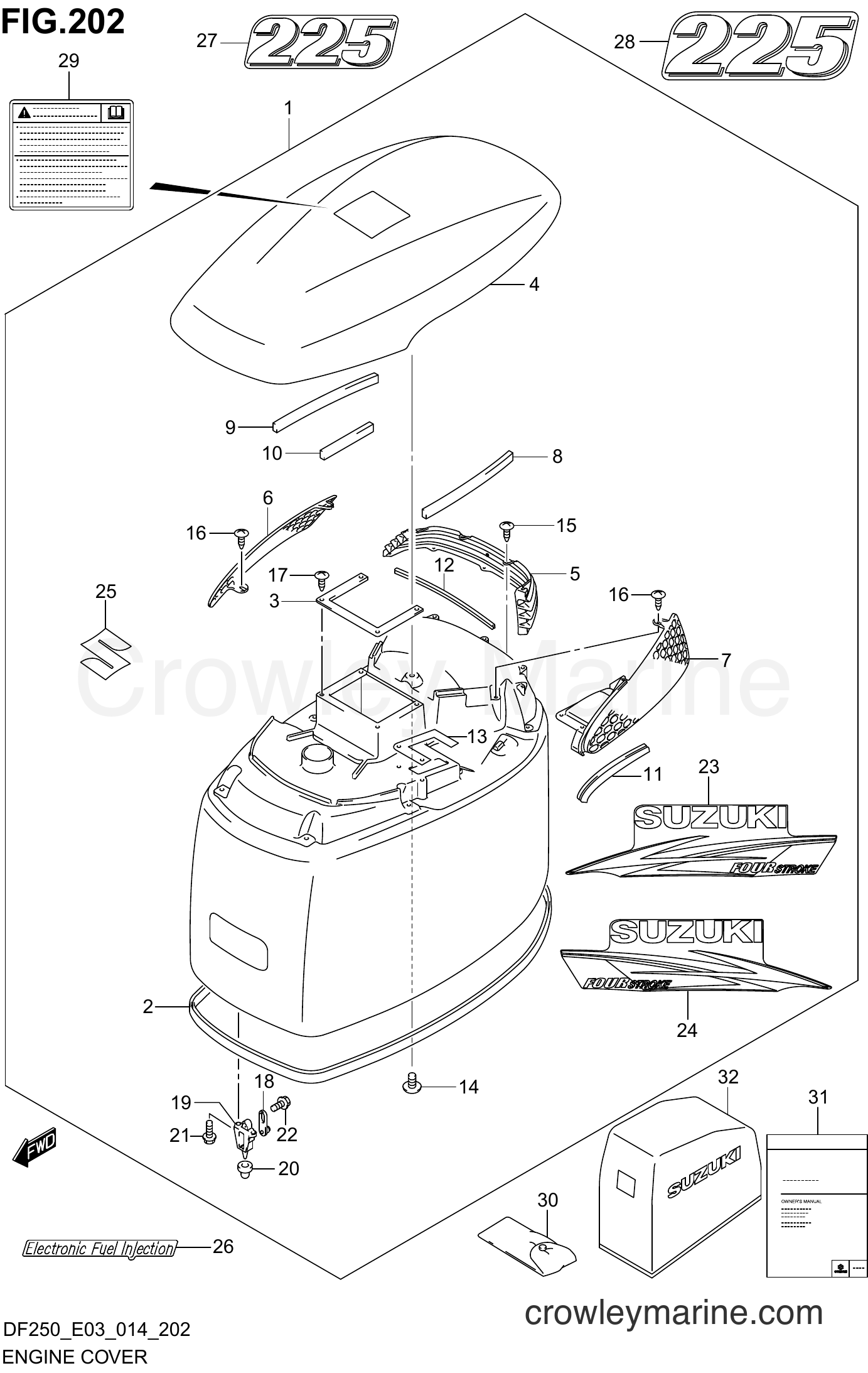 Suzuki Marine DF250 410001~ - ENGINE COVER (FOR Y5S)(DF225T E03)