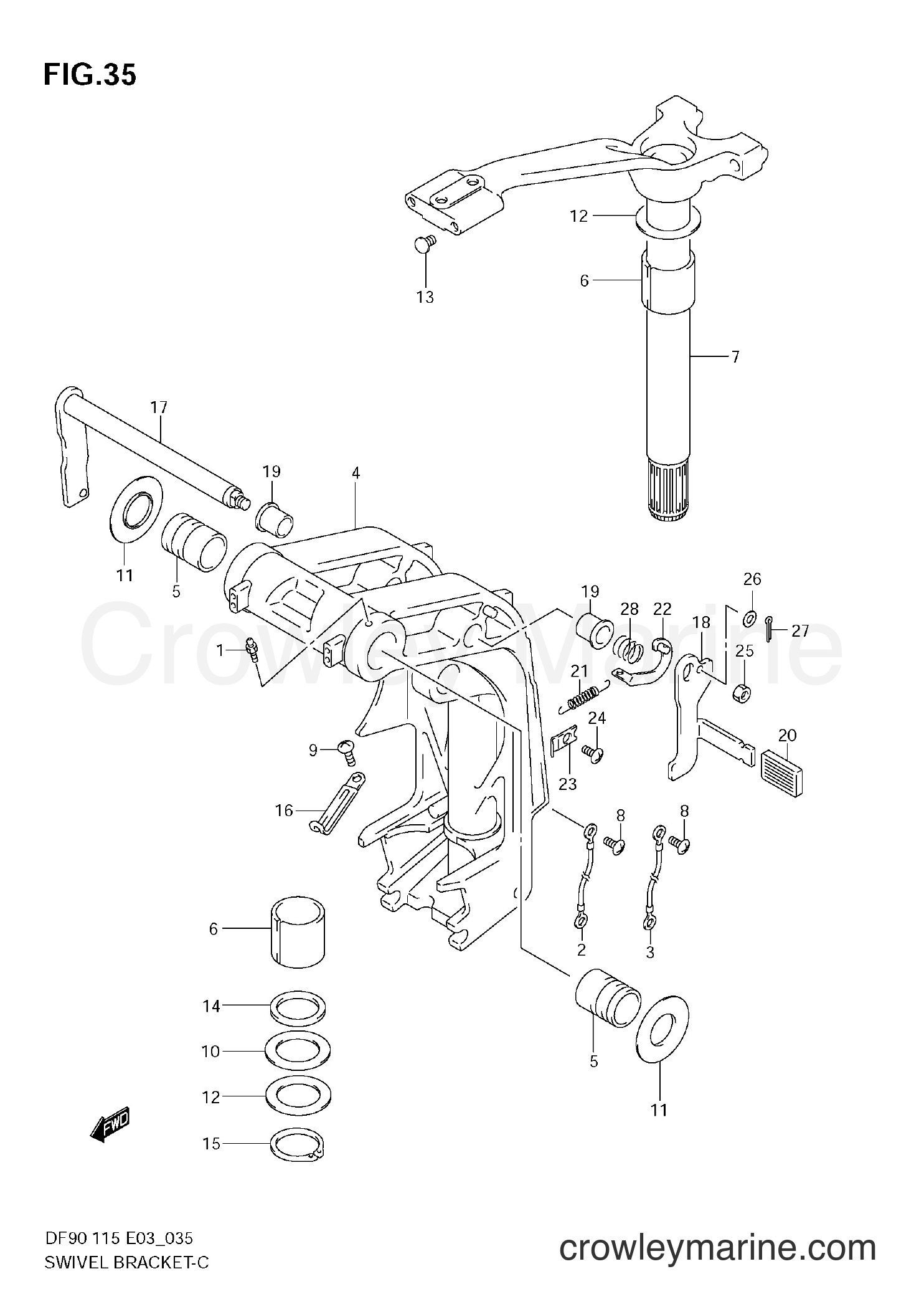 Suzuki Marine DF115 - SWIVEL BRACKET