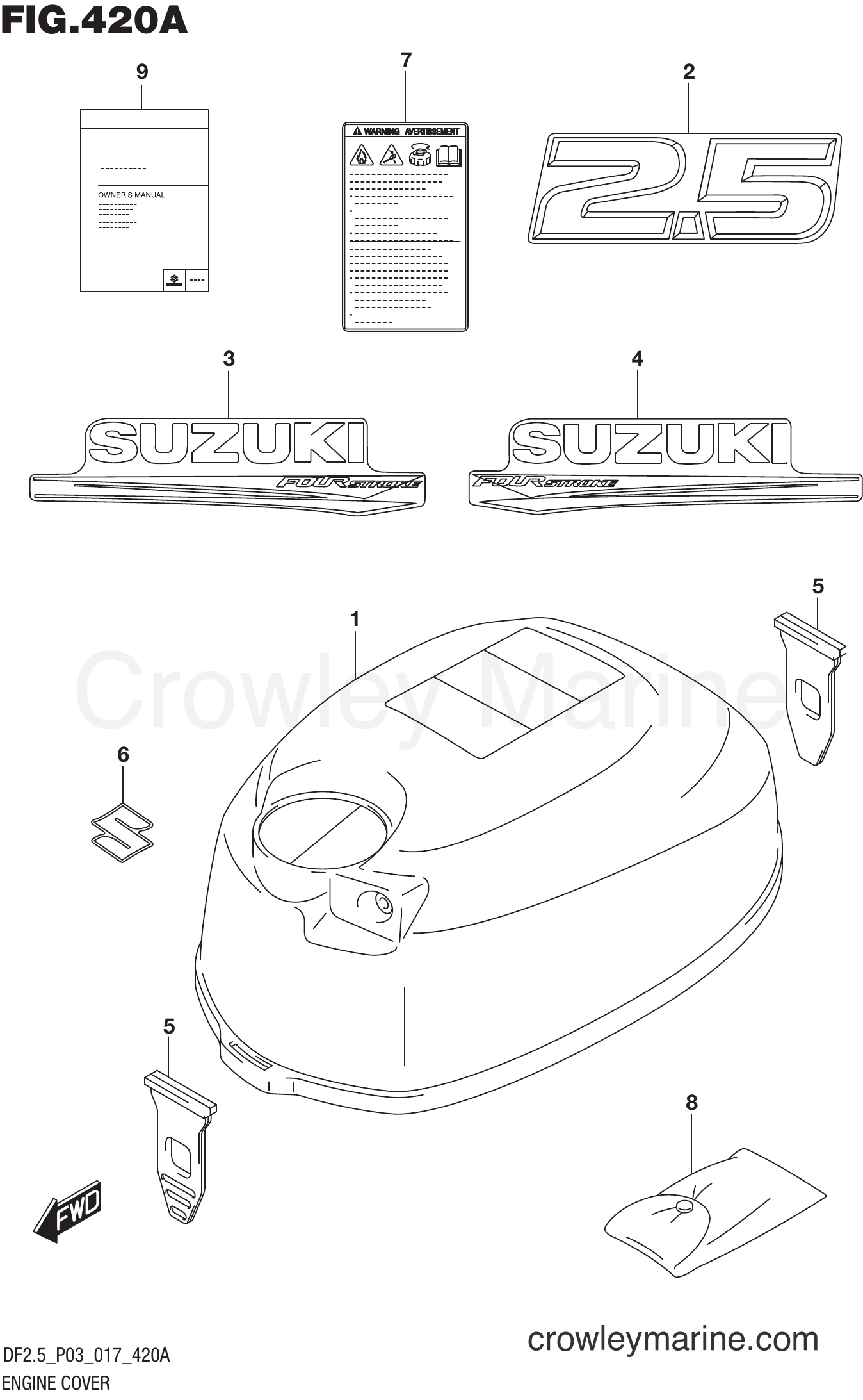 Suzuki Marine DF2.5 00252F-710001~ - ENGINE COVER