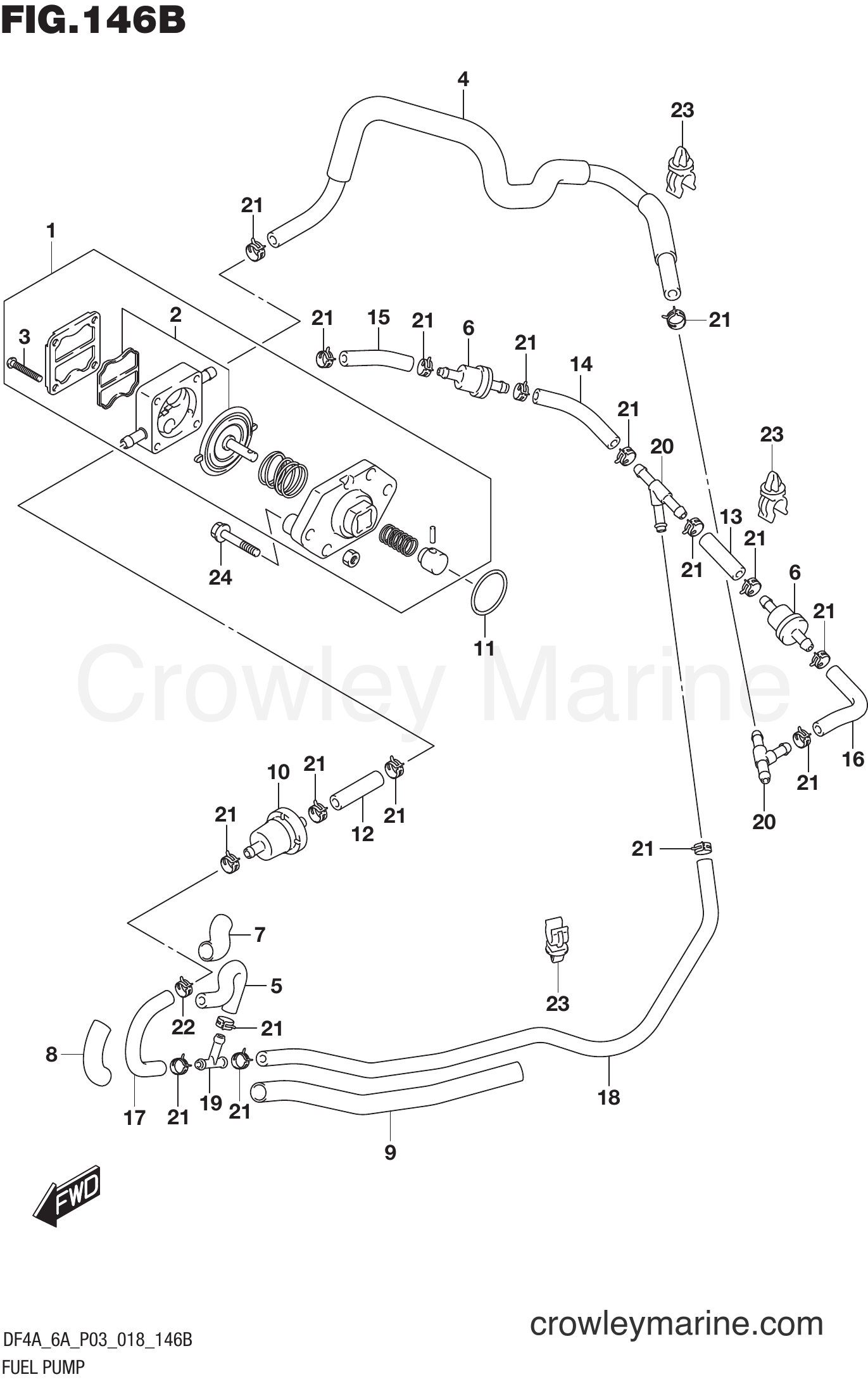 Suzuki Marine DF4A 810001~ - FUEL PUMP (DF6A)
