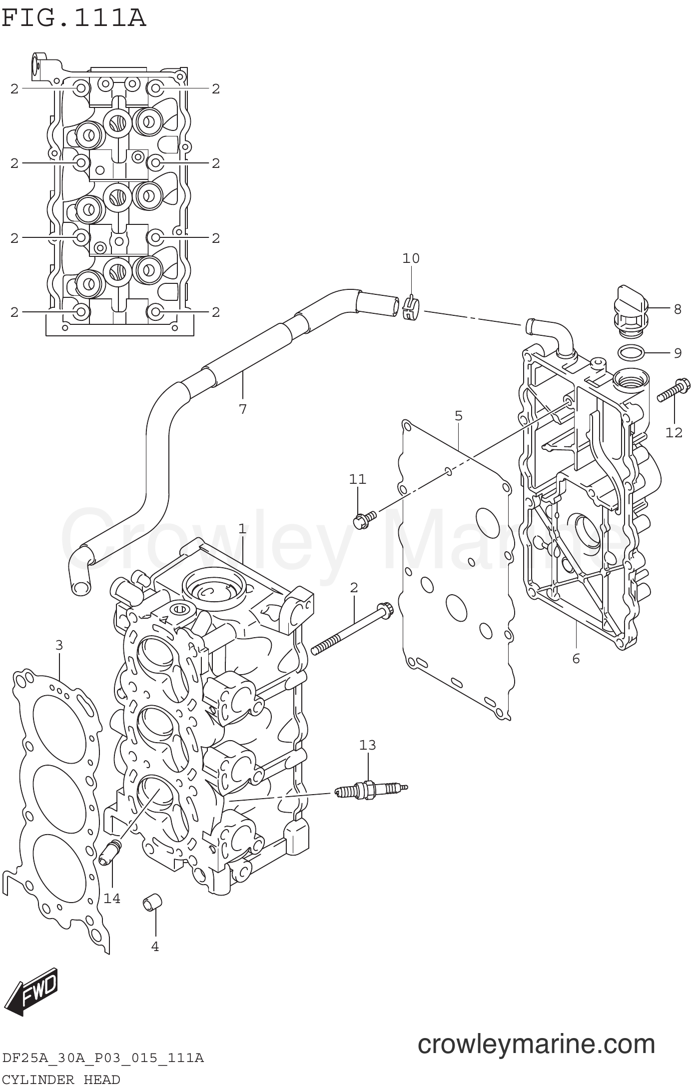 Suzuki Marine DF25AR 510001~ - CYLINDER HEAD