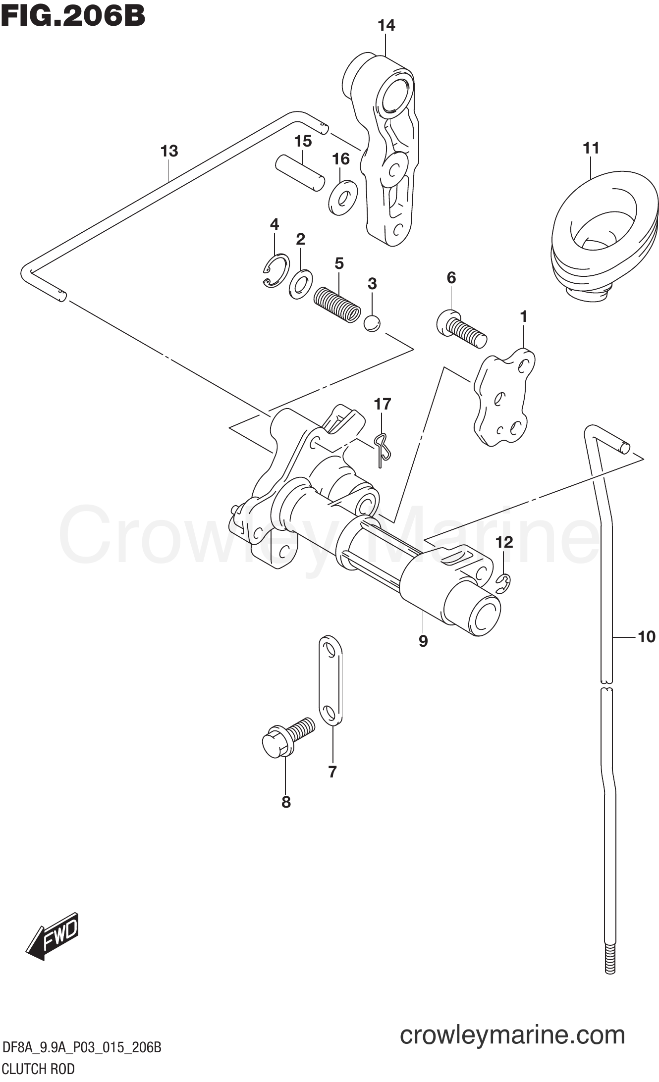 Suzuki Marine DF9.9A 510001~ - CLUTCH ROD (DF8AR P03)
