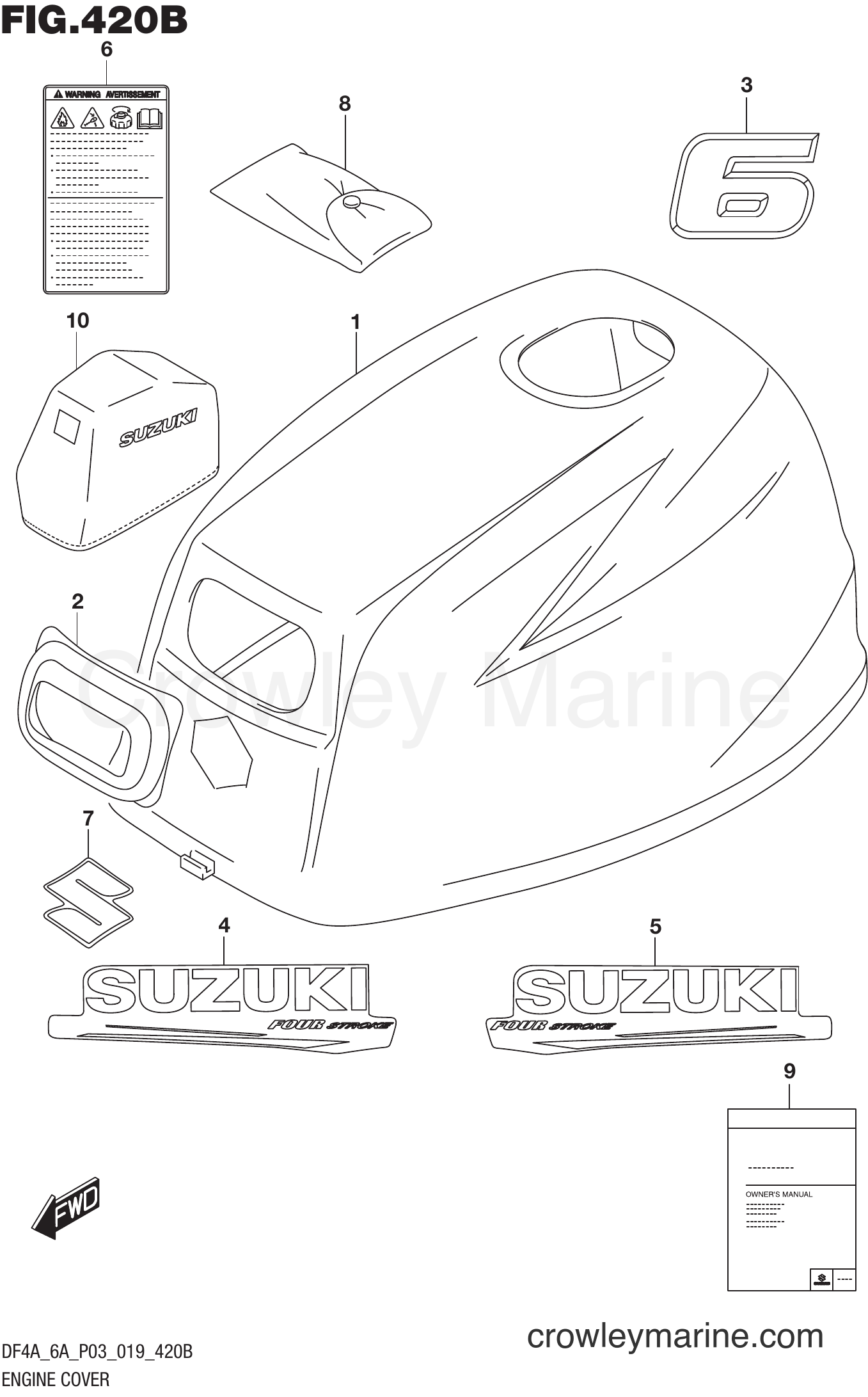 Suzuki Marine DF4A 9100011~ - ENGINE COVER (DF6A)