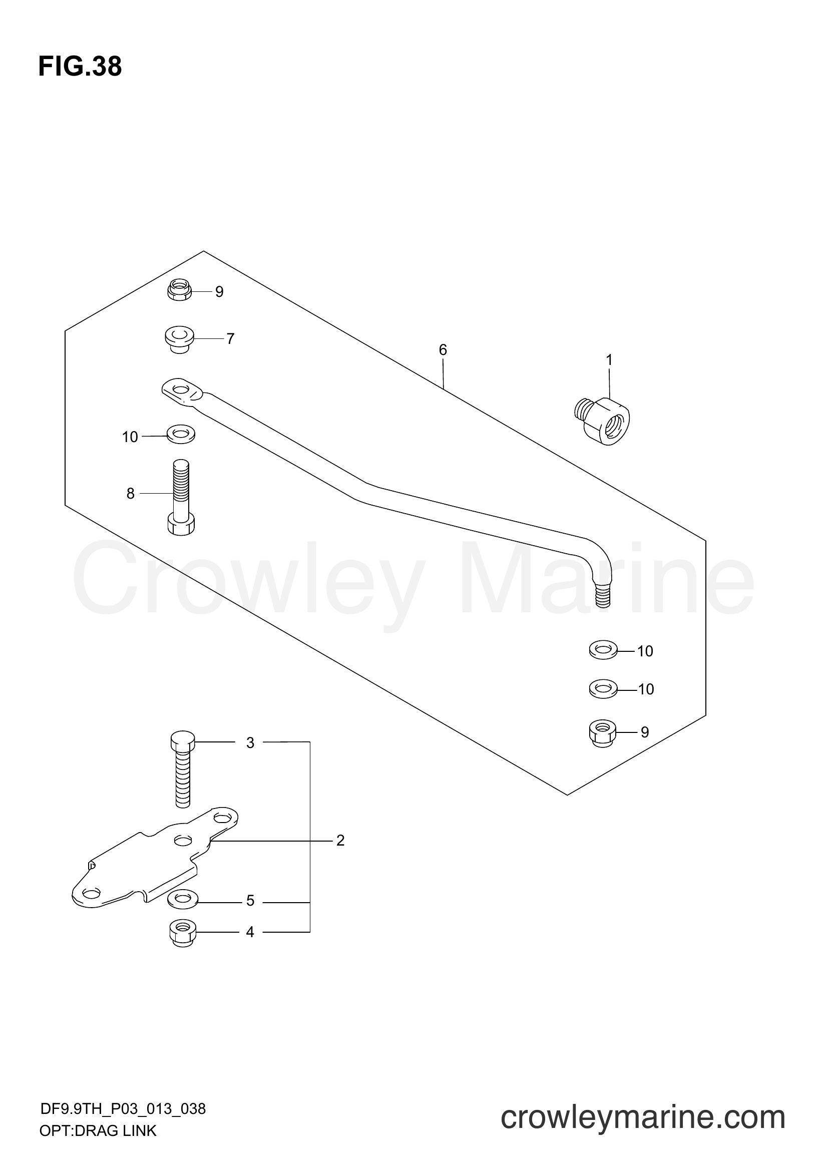 Suzuki Marine DF9.9TH 00993F-310001~ - OPT:DRAG LINK