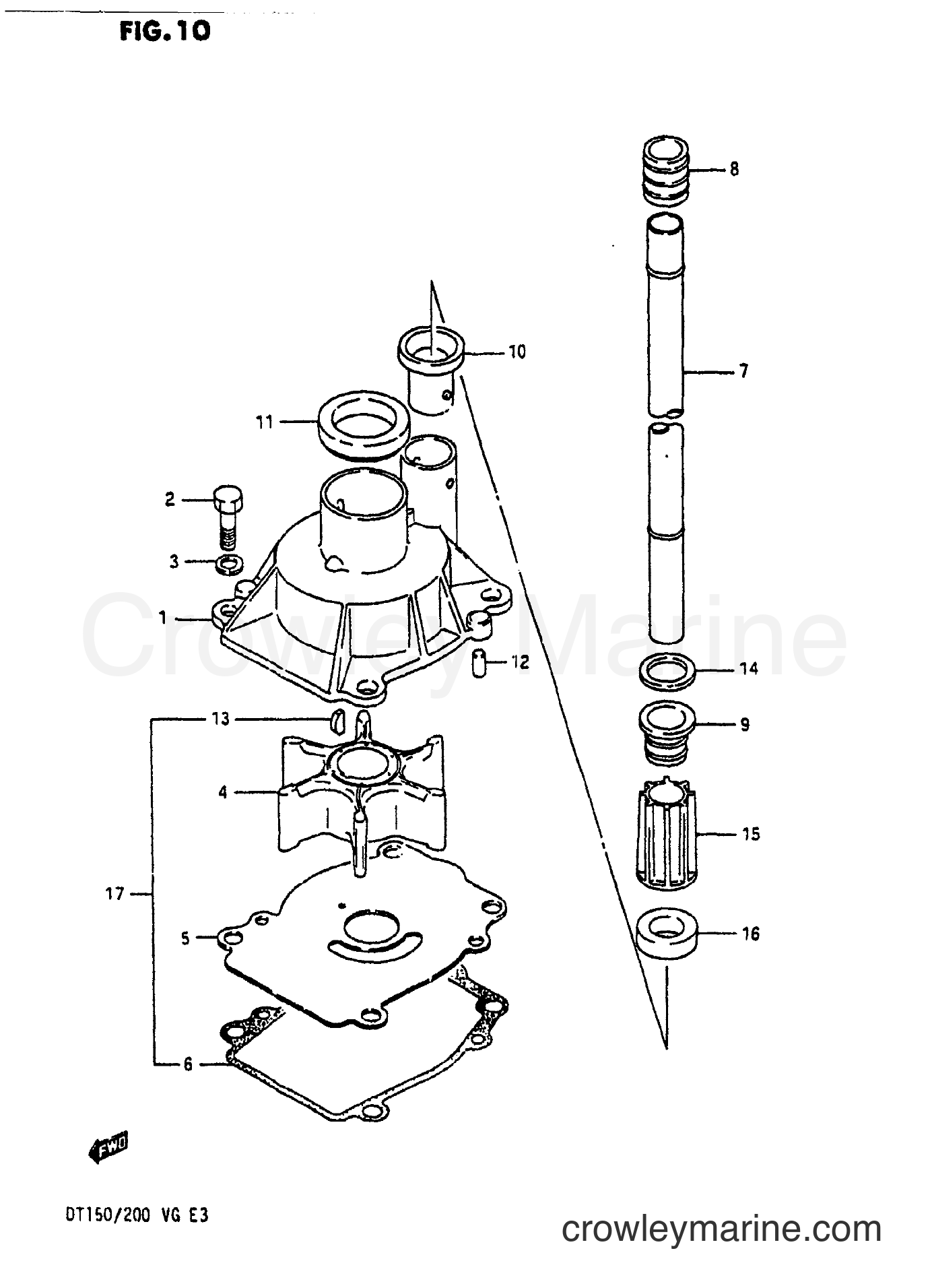 WATER PUMP 1986 TwoStroke Outboard 150 DT150 Crowley Marine