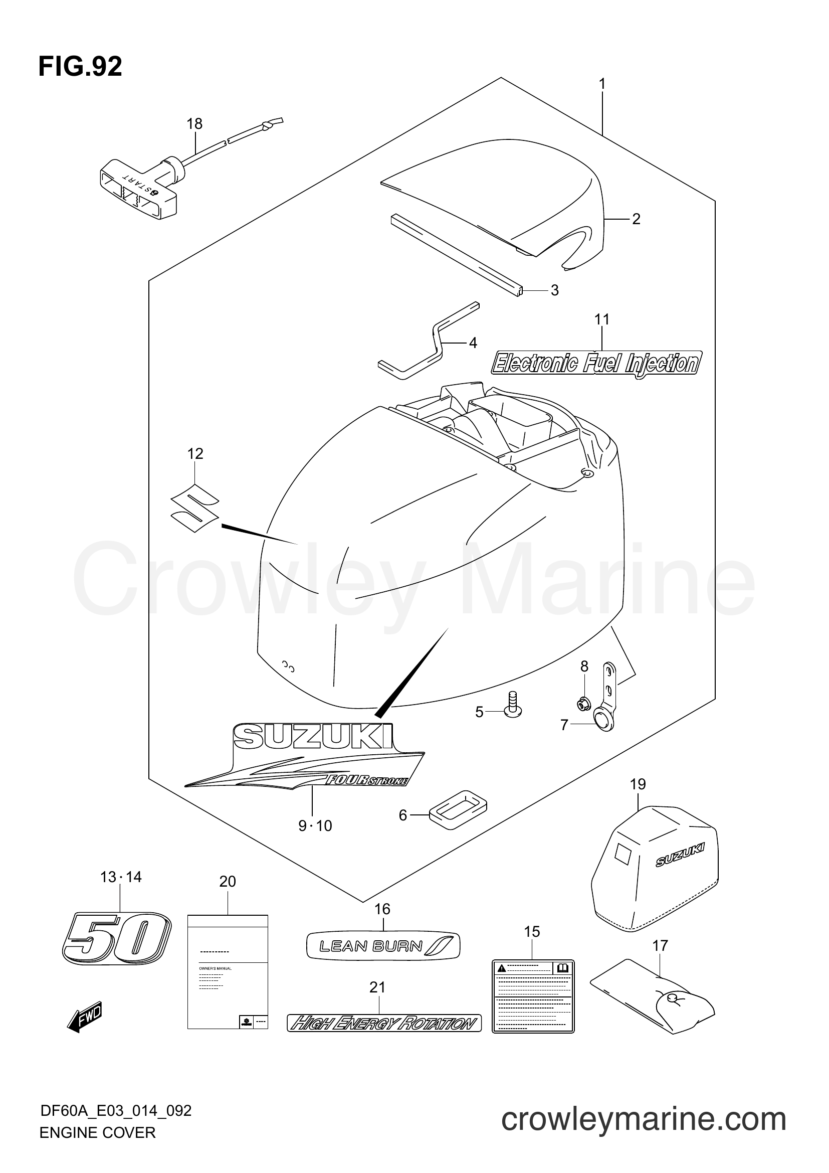 Suzuki Marine DF40A 410001~ - ENGINE COVER (DF50AVT E03)