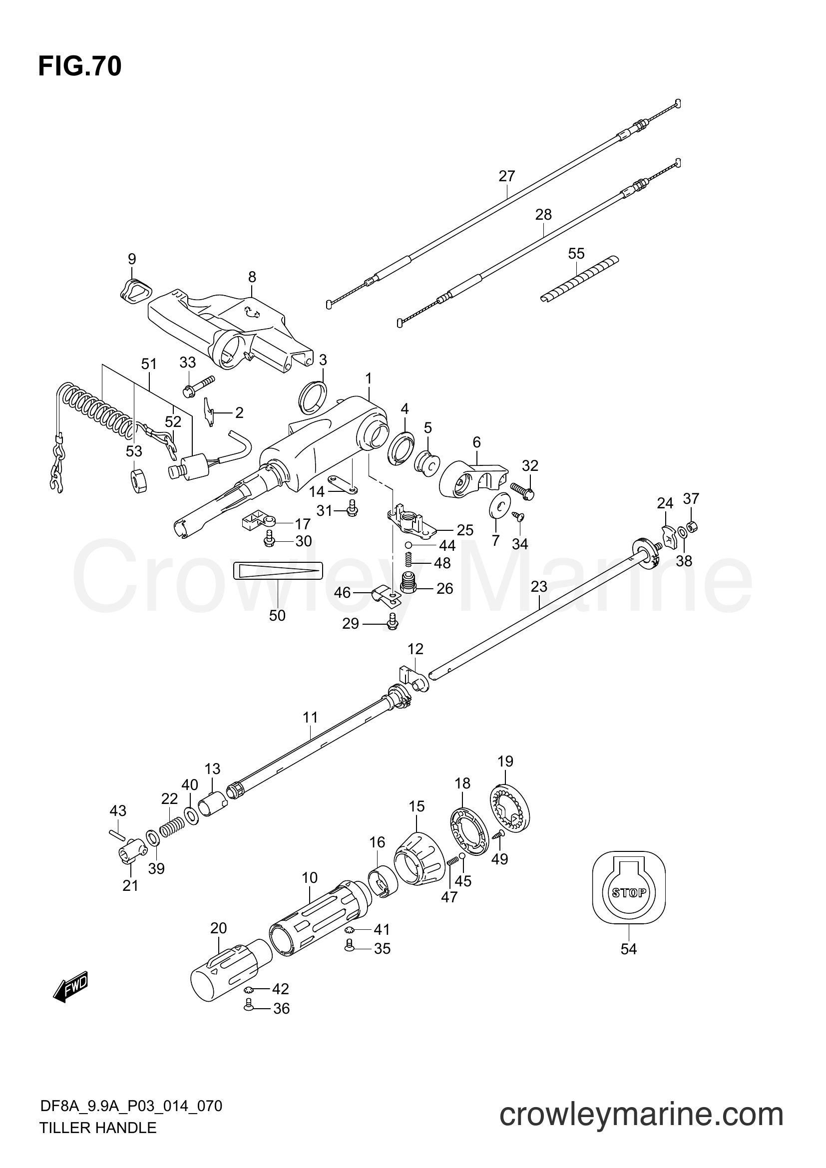 Suzuki Marine DF9.9A 410001~ - TILLER HANDLE (DF9,9A P03)
