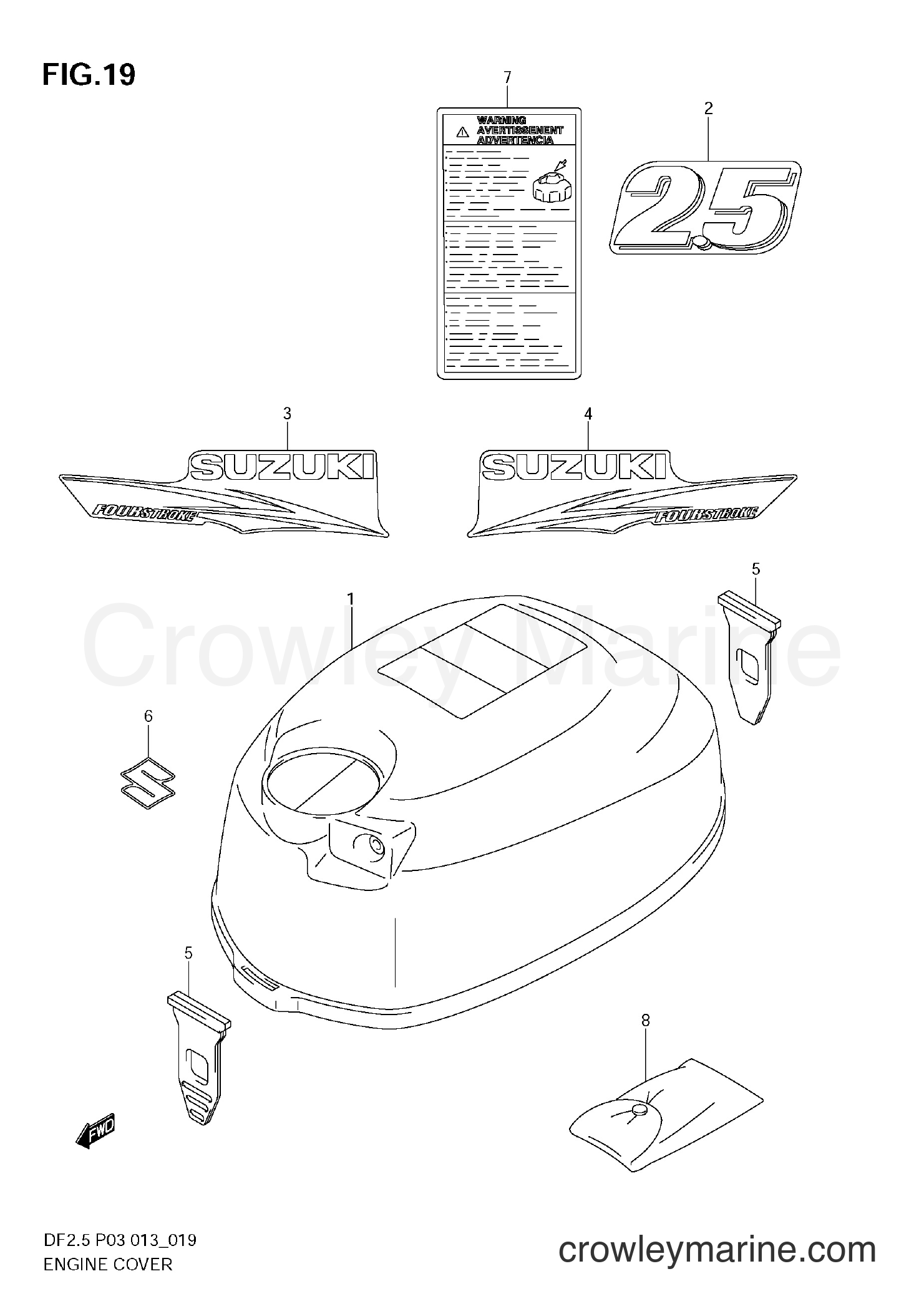Suzuki Marine DF2.5 00252F-310001~ - ENGINE COVER