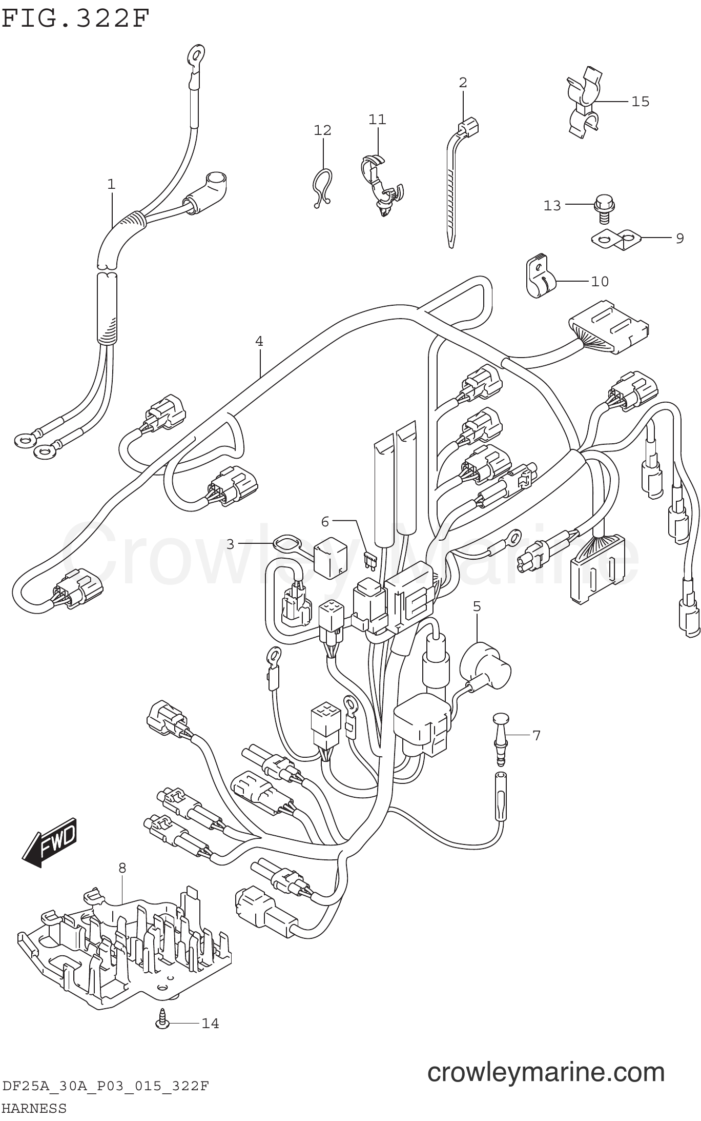 Suzuki Marine DF25AQH 510001~ - HARNESS (DF30ATH P03)