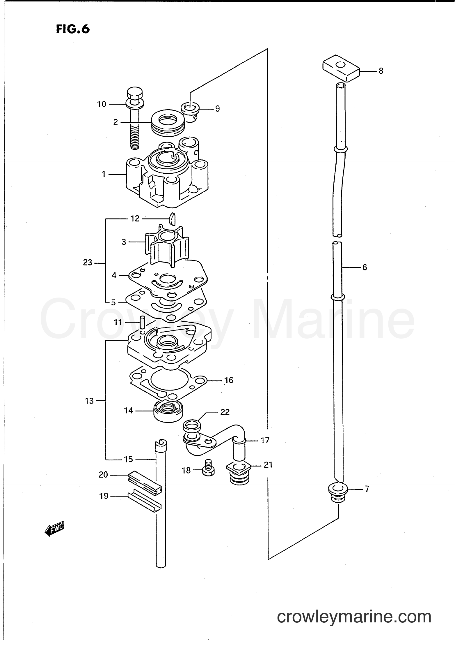 WATER PUMP 1989 TwoStroke Outboard 15 DT15C Crowley Marine