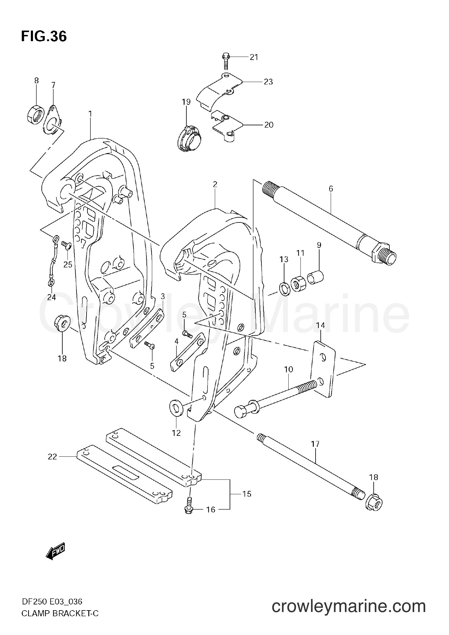 Suzuki Marine DF250S - CLAMP BRACKET