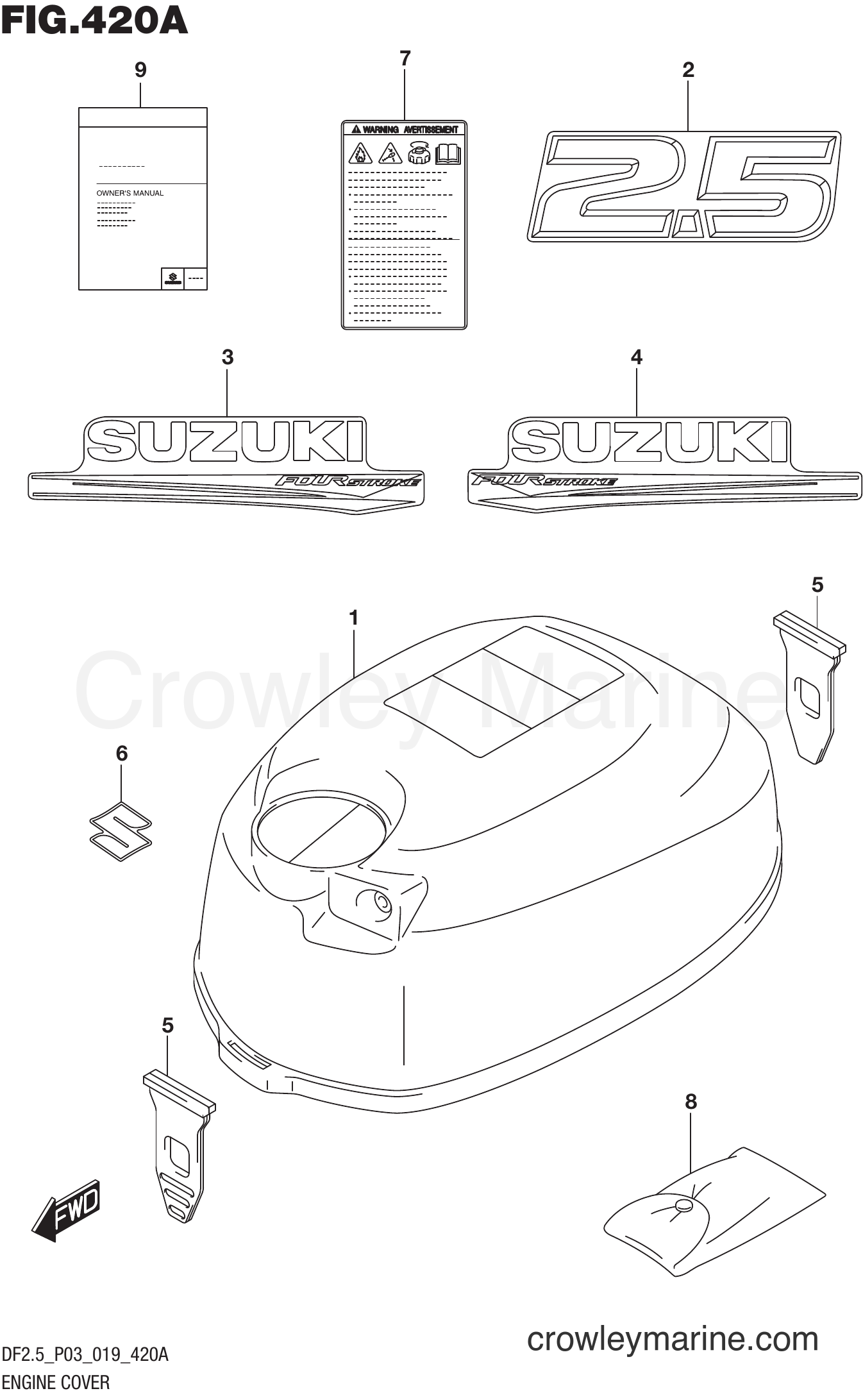 Suzuki Marine DF2.5 00252F-910001~ - ENGINE COVER