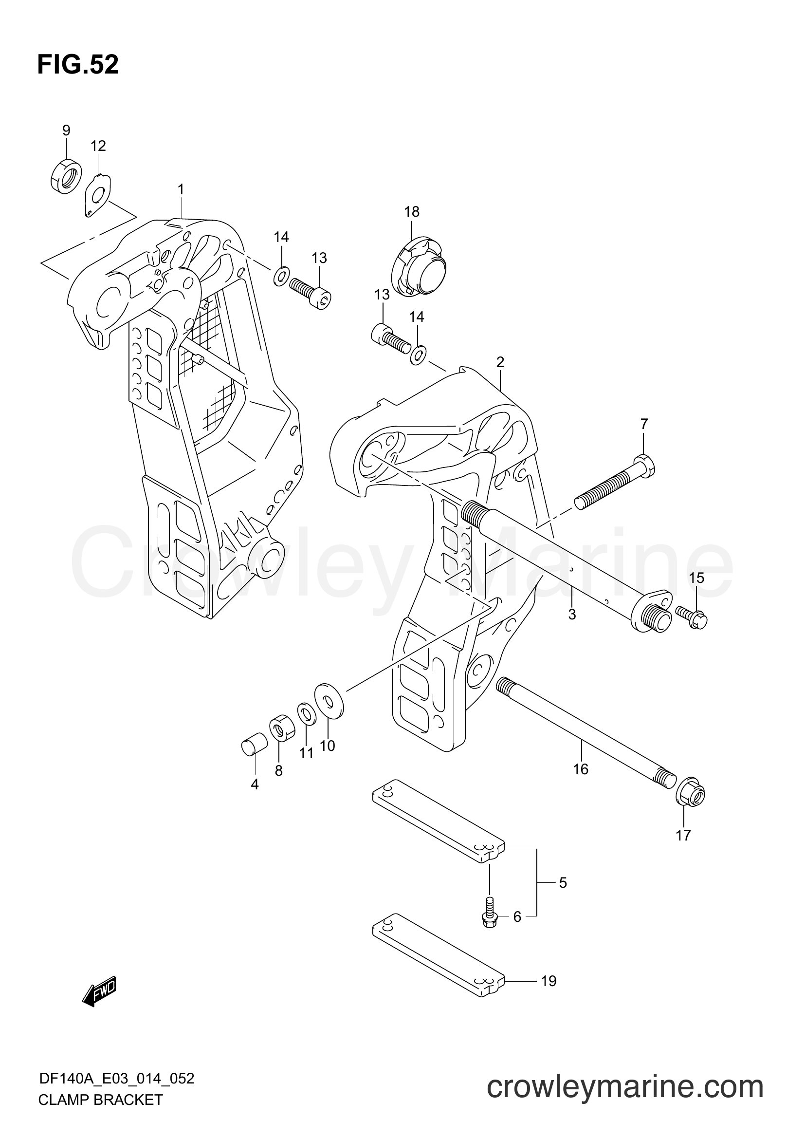 Suzuki Marine DF115 410001~ - CLAMP BRACKET (DF115AT E03)