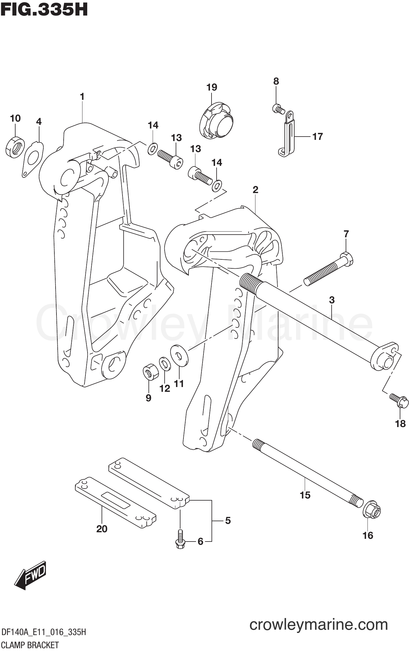 Suzuki Marine DF115AT 610001~ - CLAMP BRACKET (DF140AZ E11)