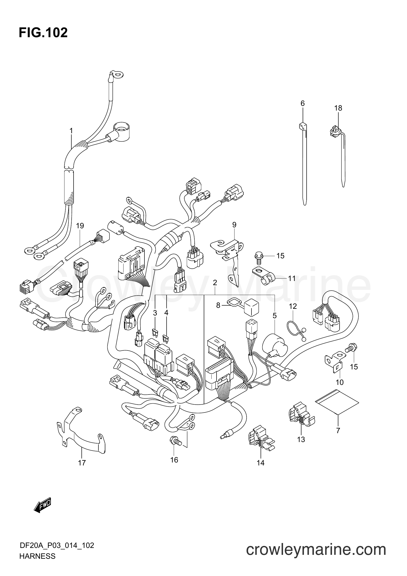 Suzuki Marine DF20A 02002F-410001~ - HARNESS (DF20AT P03)