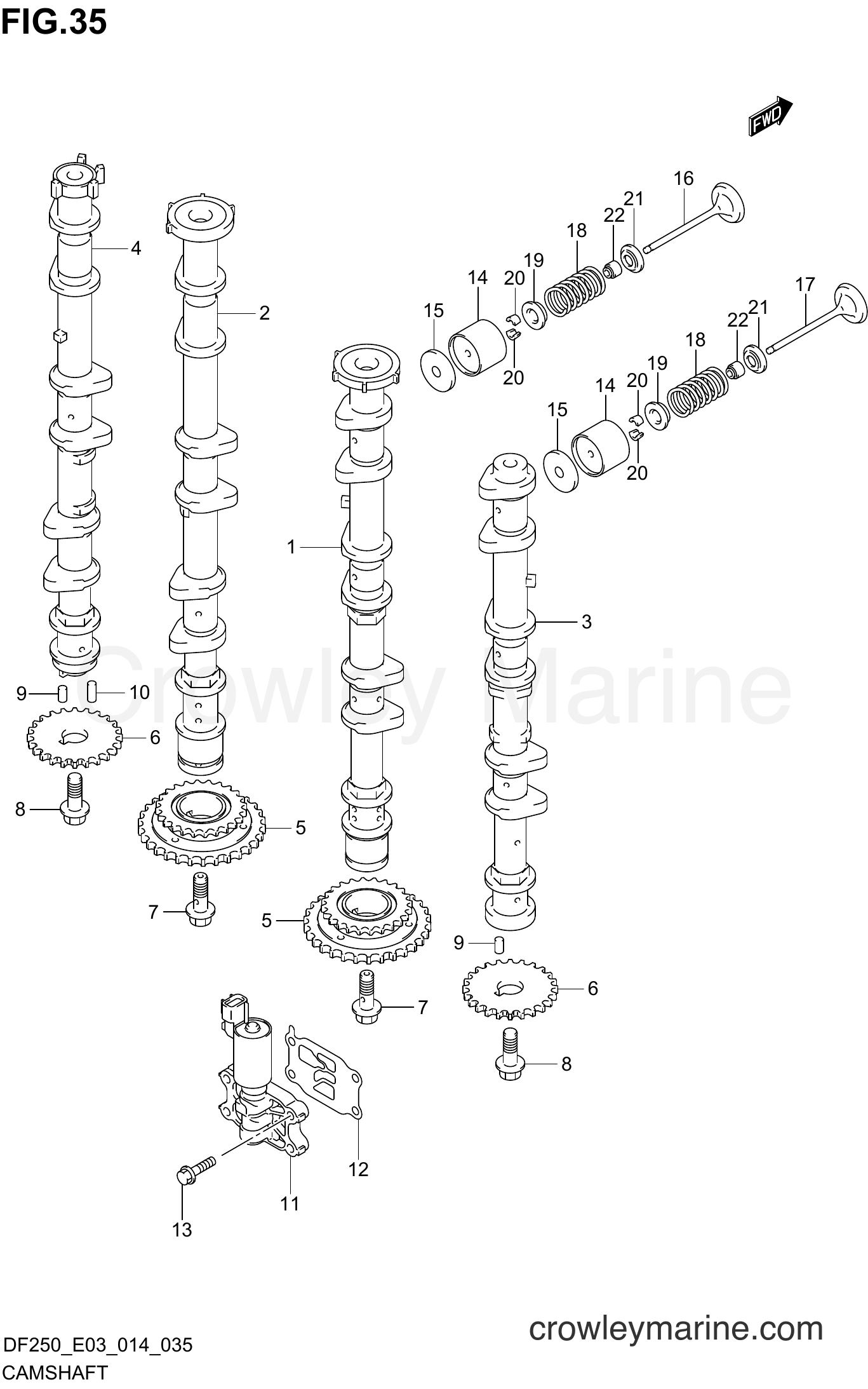 Suzuki Marine DF200 410001~ - CAMSHAFT (DF250Z E03)
