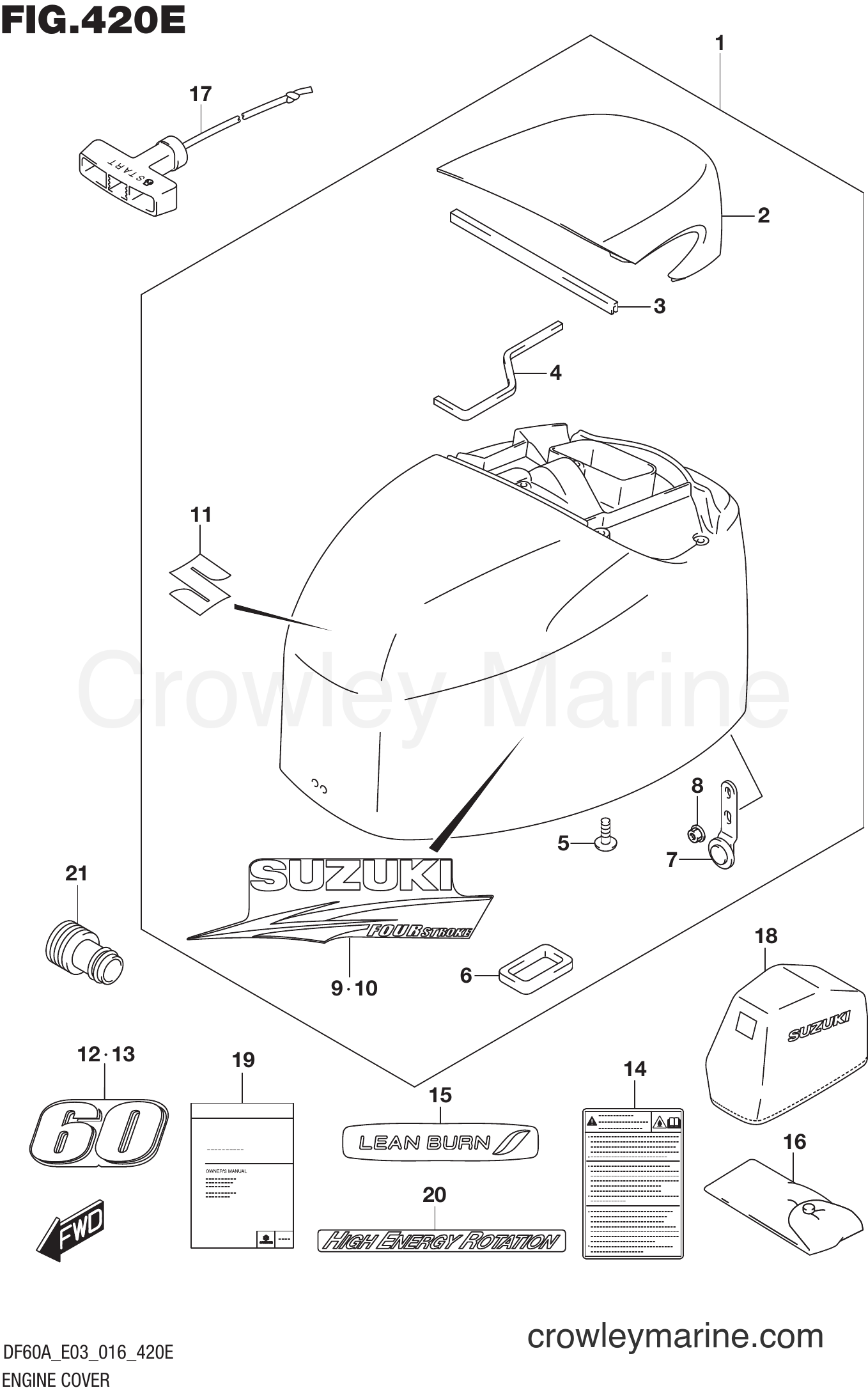 Suzuki Marine DF40AT 610001~ - ENGINE COVER (DF60AVT E03)
