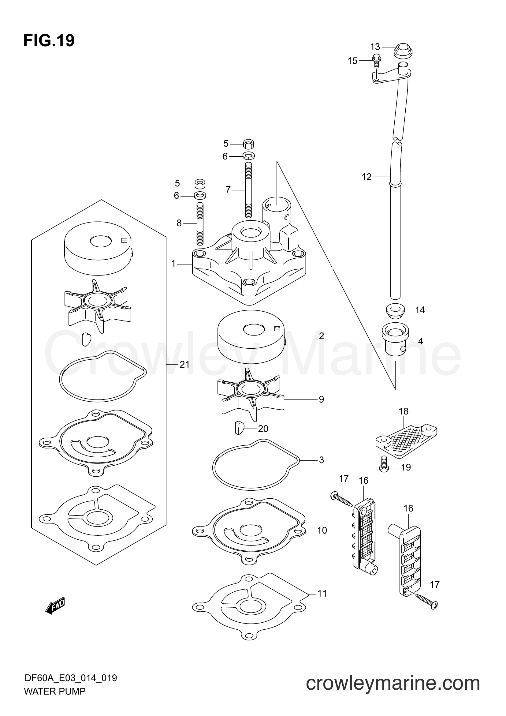 Suzuki Marine DF40A 410001~ - WATER PUMP (DF40A E03)