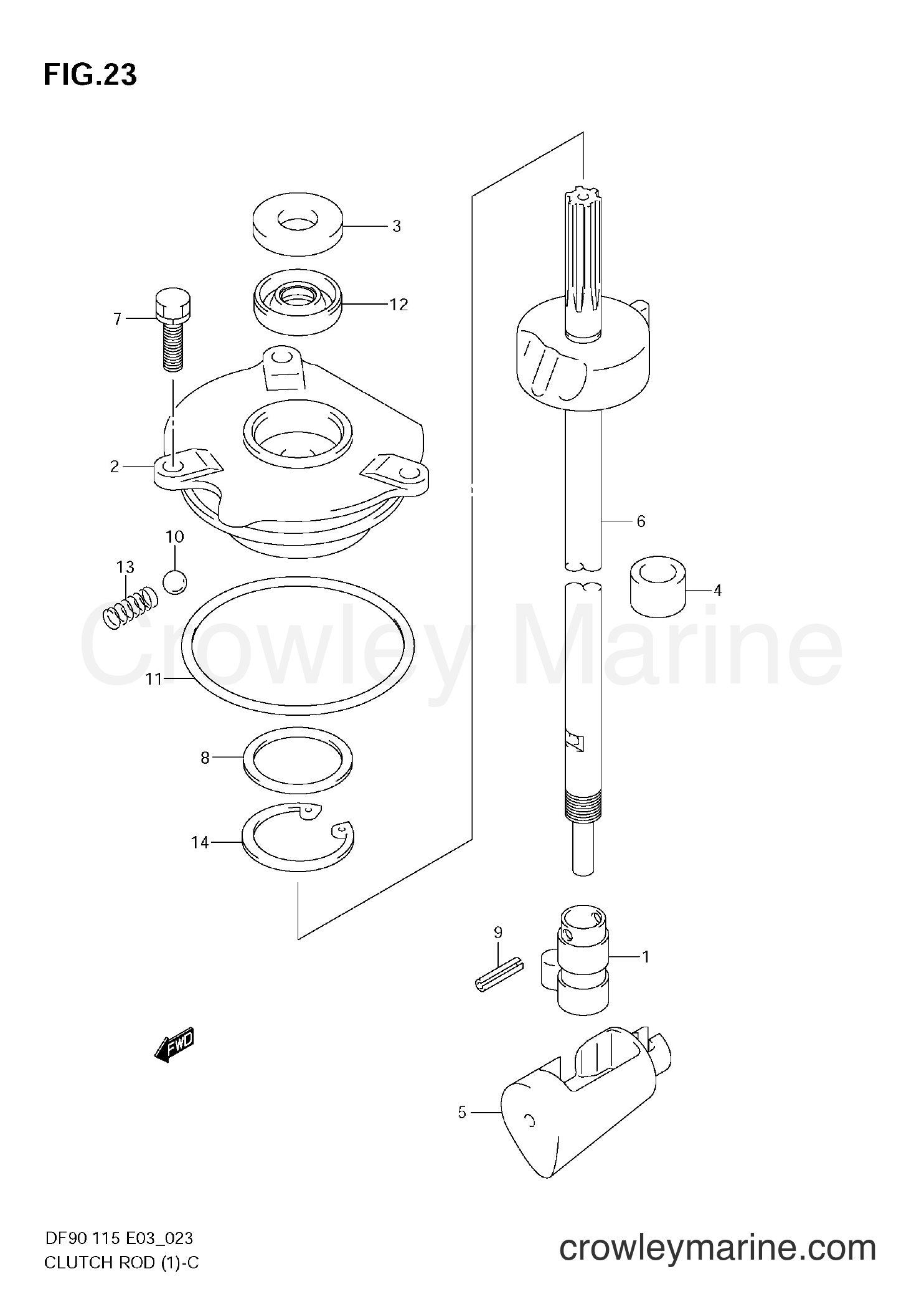 2002 Four-Stroke Outboard 115 - DF115 - CLUTCH ROD (DF90T,DF115T)