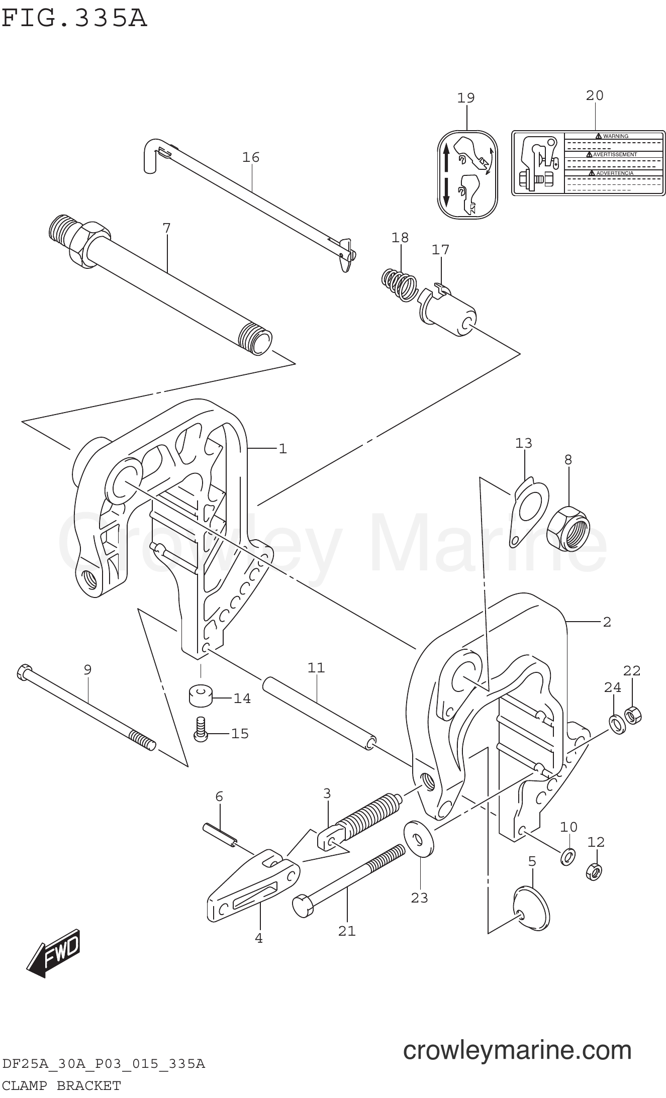 Suzuki Marine DF25A 510001~ - CLAMP BRACKET (DF25A P03)