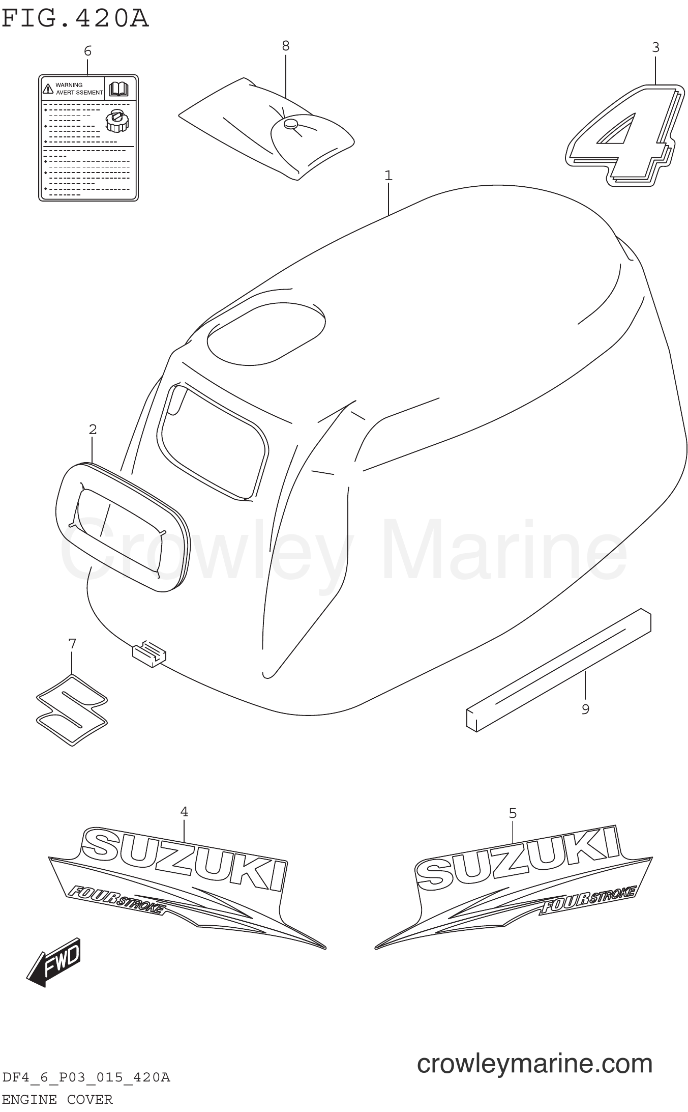 Suzuki Marine DF4 510001~ - ENGINE COVER (DF4 P03)