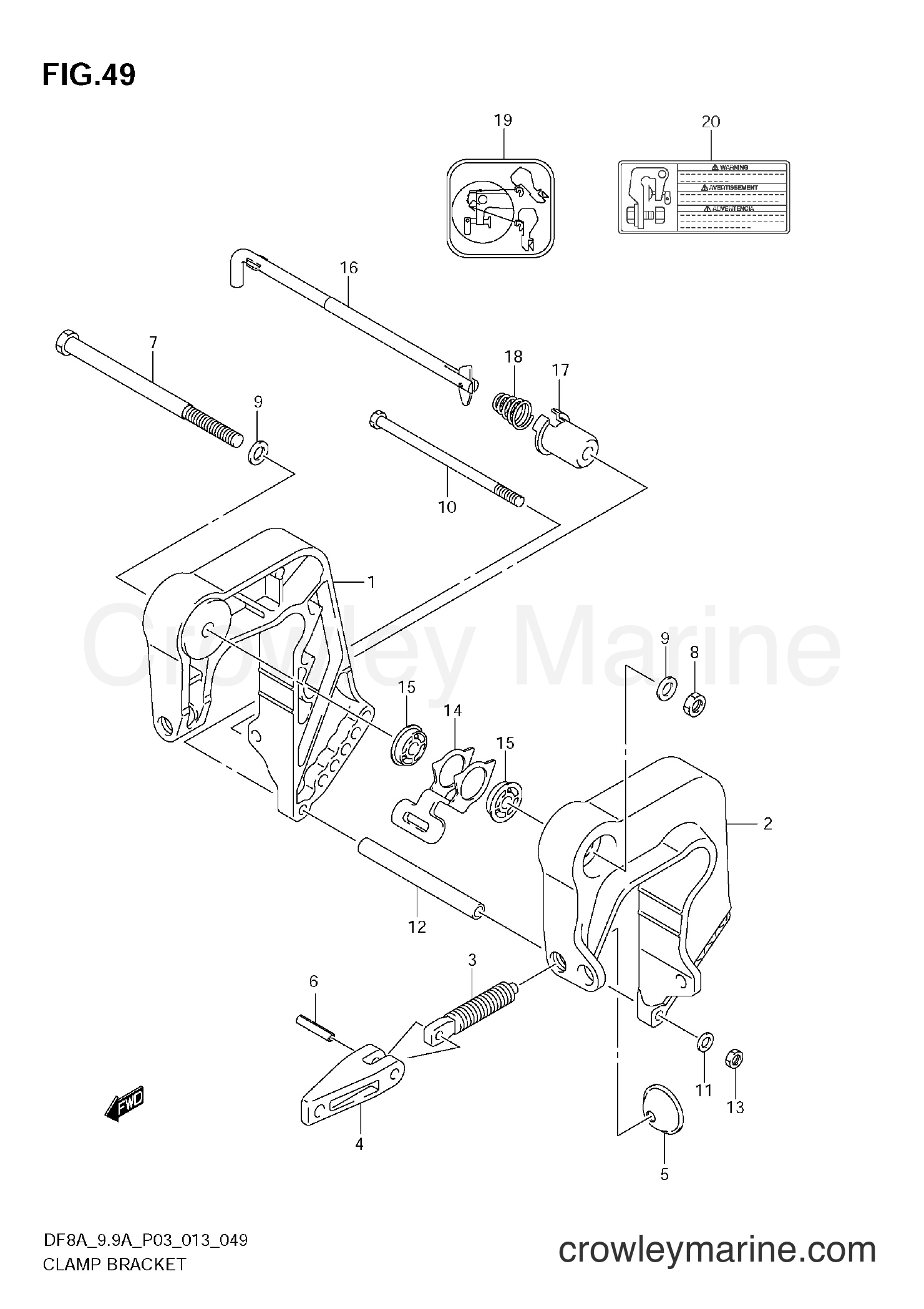 Suzuki Marine DF99A 310001~ - CLAMP BRACKET (DF8A E03)