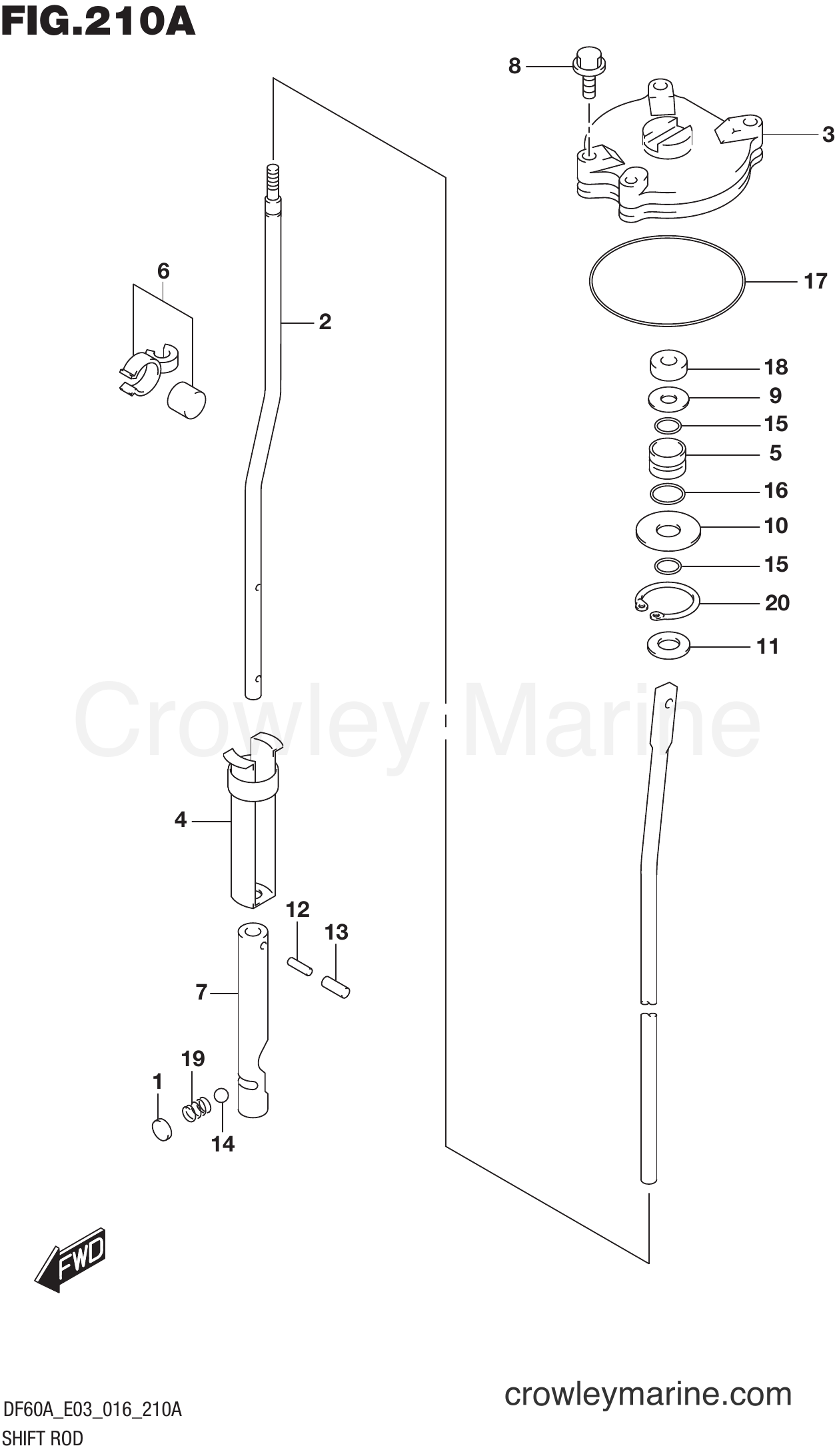 Suzuki Marine DF50AVT 610001~ - SHIFT ROD (DF50AVT E03)