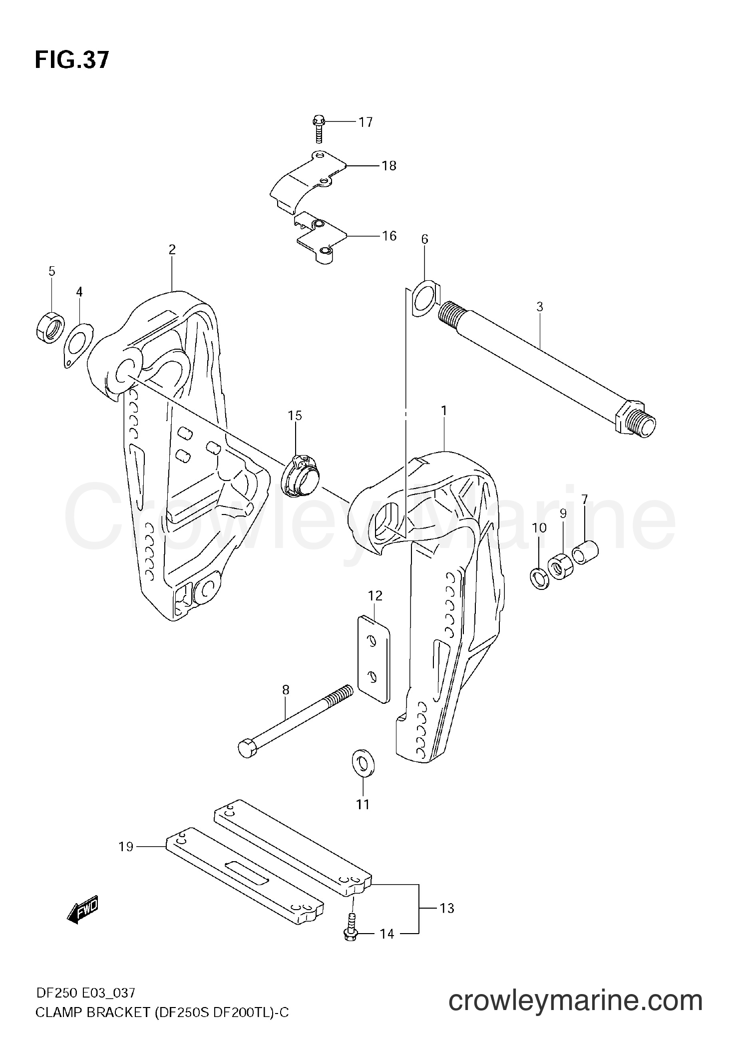 Suzuki Marine DF250T - CLAMP BRACKET (DF250S,DF200TL)