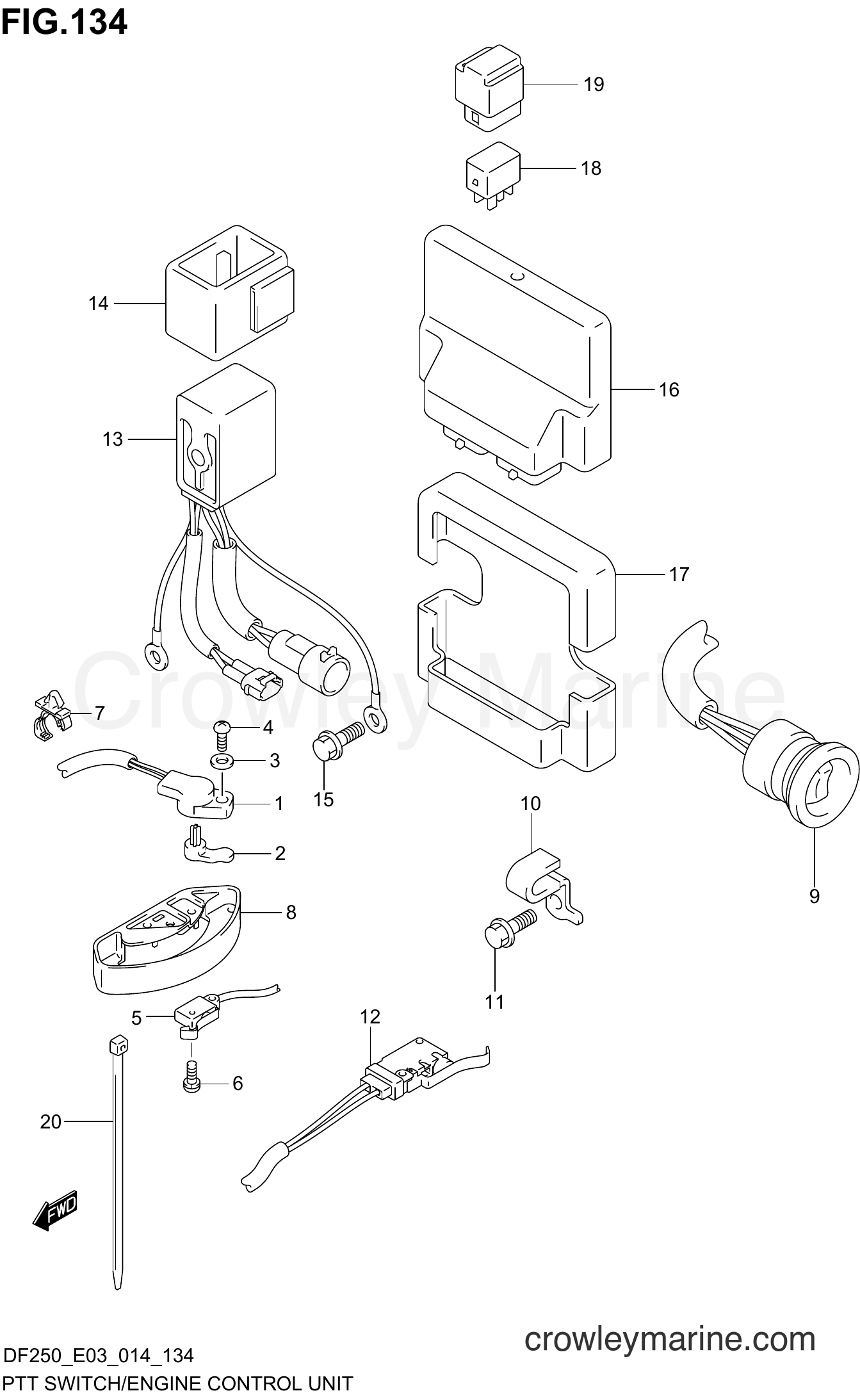 Suzuki Marine DF225 410001~ - PTT SWITCH/ENGINE CONTROL UNIT (DF250ST E03)