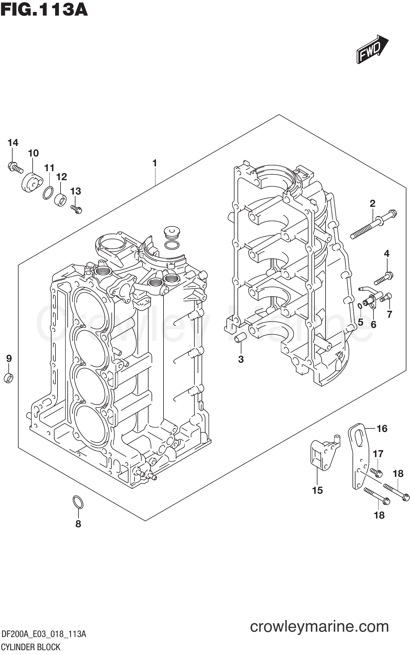 Suzuki Marine DF200AT 810001~ - CYLINDER BLOCK