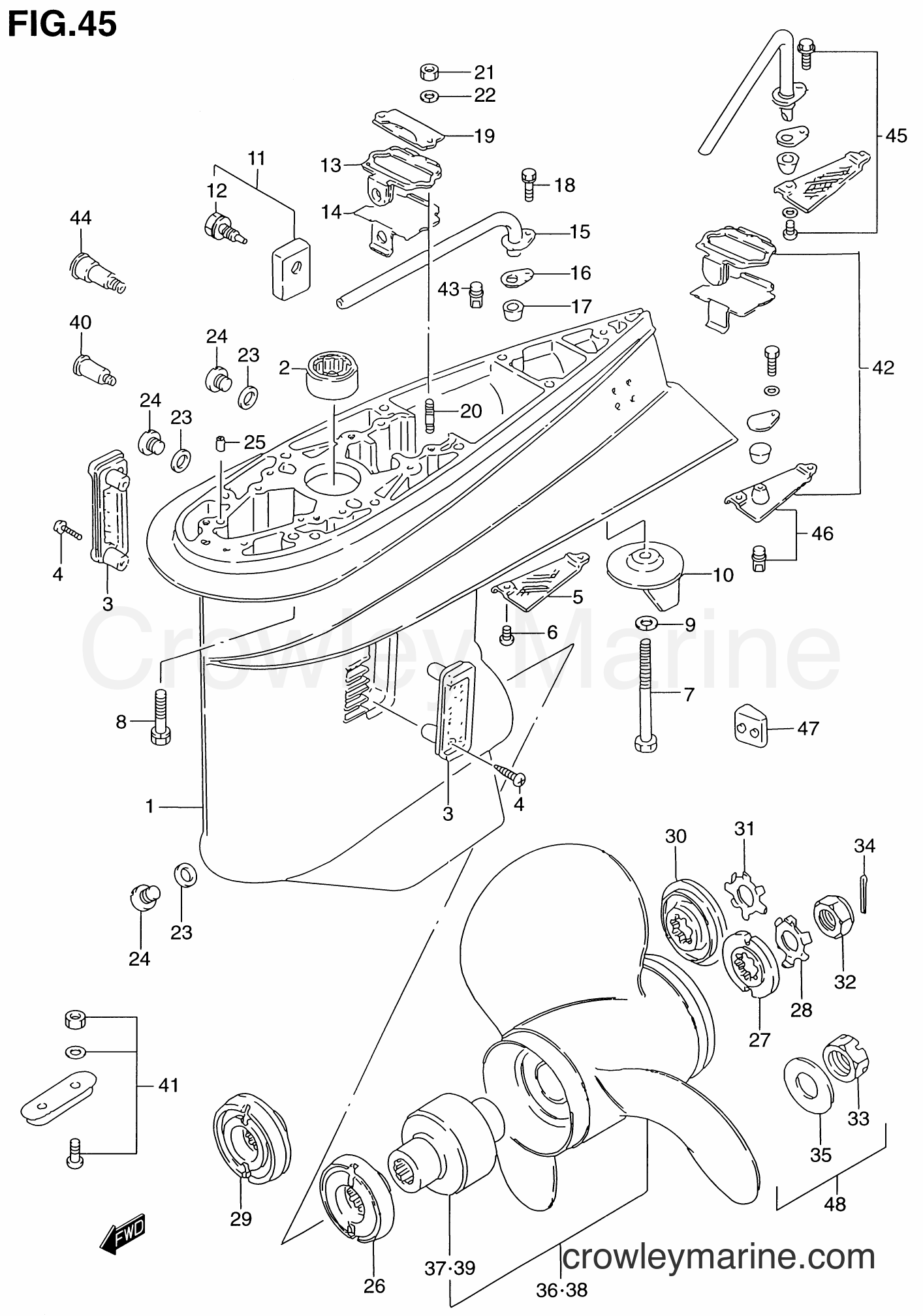 1986 Two-Stroke Outboard 115 - DT115 - GEAR CASE