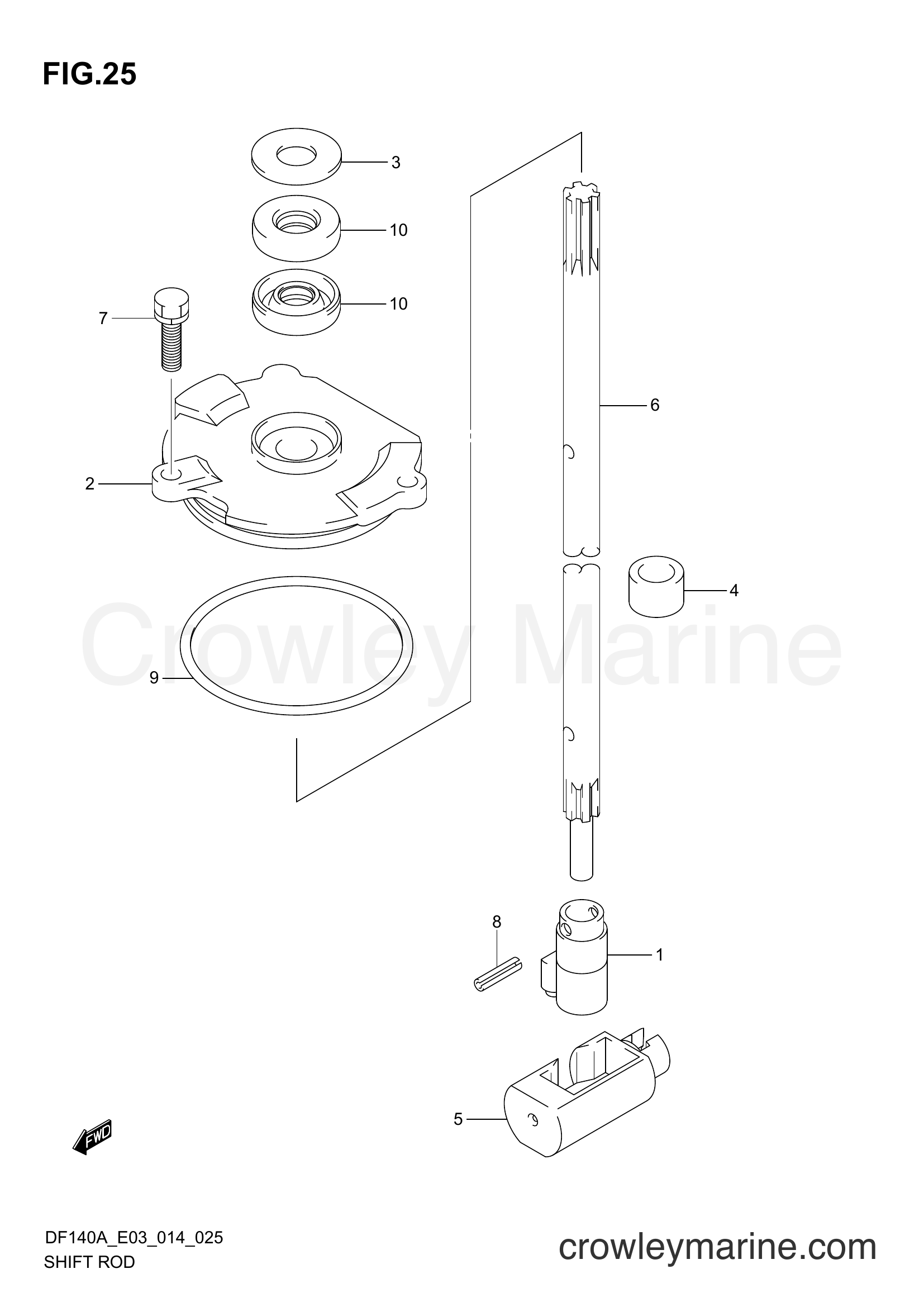 Suzuki Marine DF100 410001~ - SHIFT ROD (DF140AT E03)