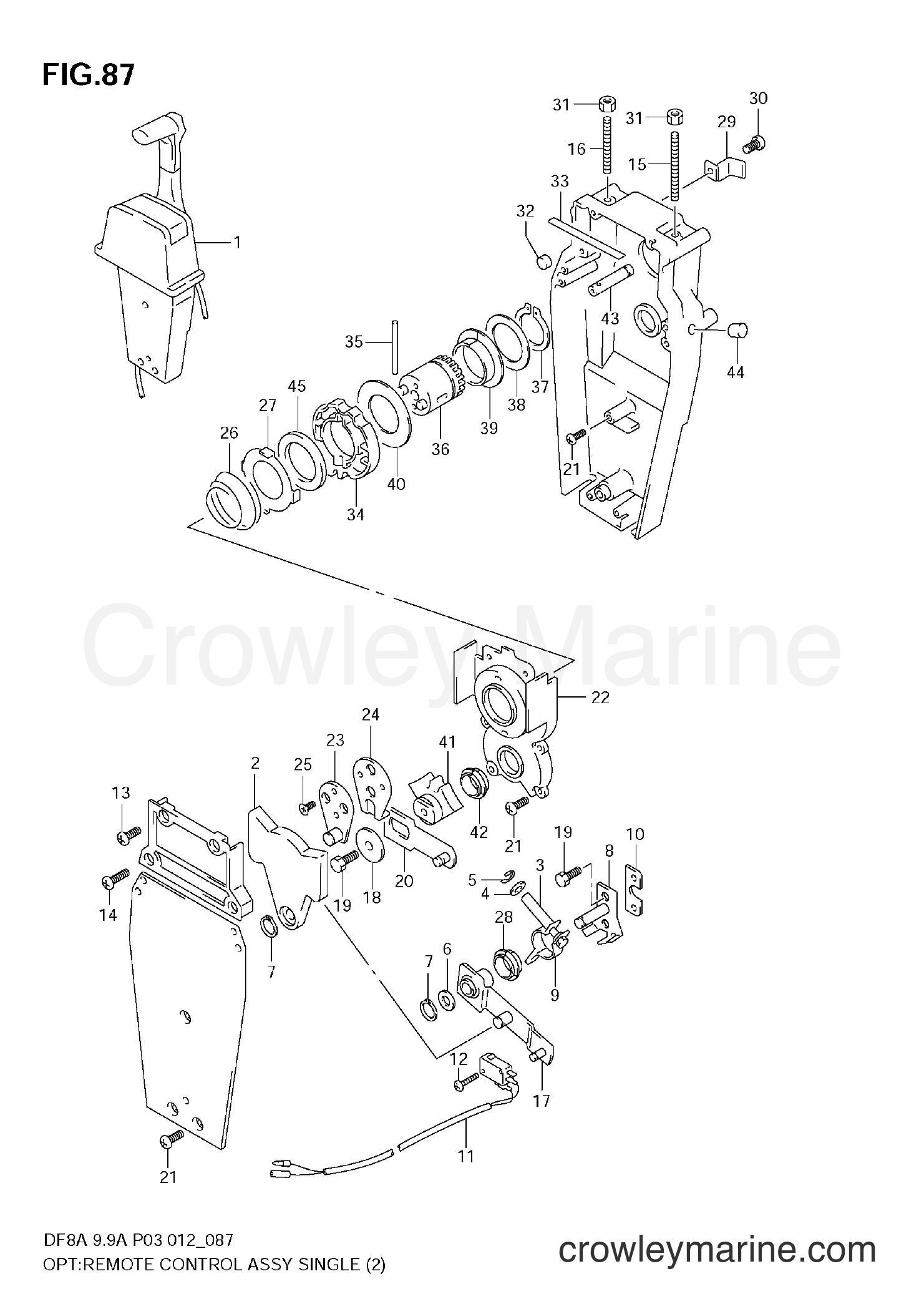 Suzuki Marine DF8A 00801F-210001~ - OPT:REMOTE CONTROL ASSY SINGLE (2)