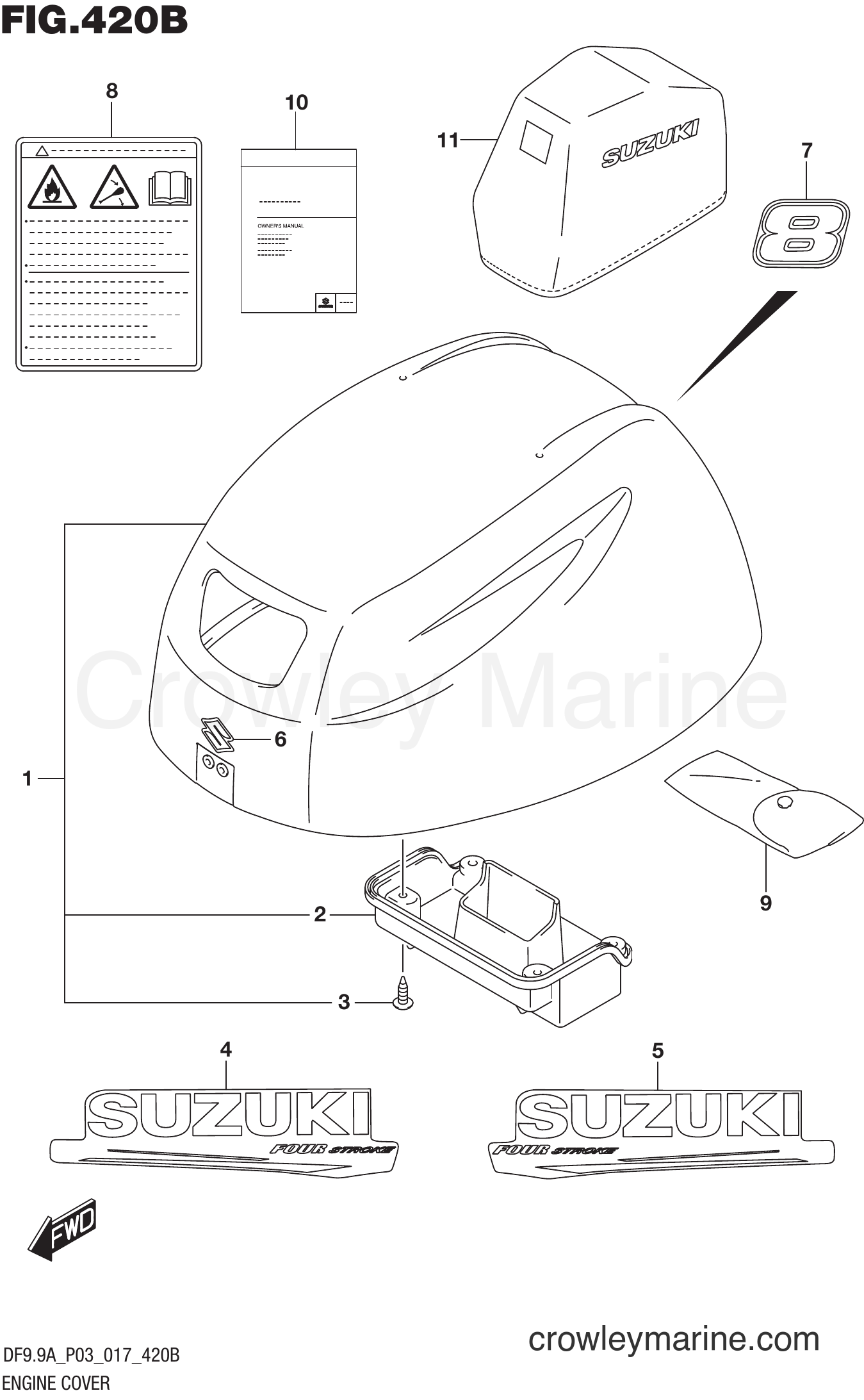 Suzuki Marine DF8AR 710001~ - ENGINE COVER (DF8AR P03)