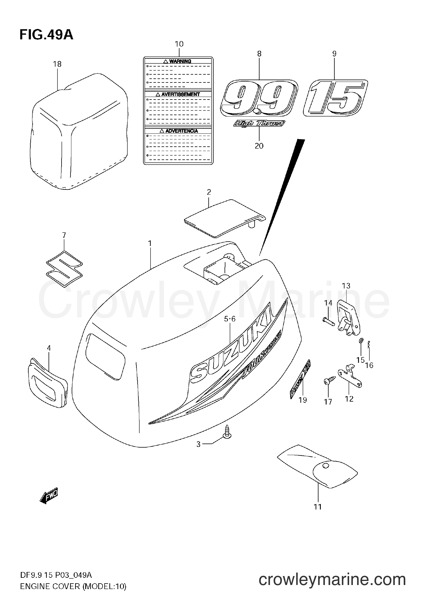 Suzuki Marine DF9.9 - ENGINE COVER (MODEL:10~)