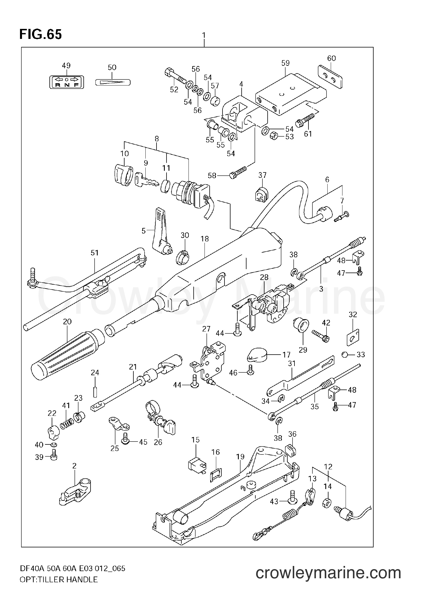 Suzuki Marine DF50A 210001~ - OPT:TILLER HANDLE