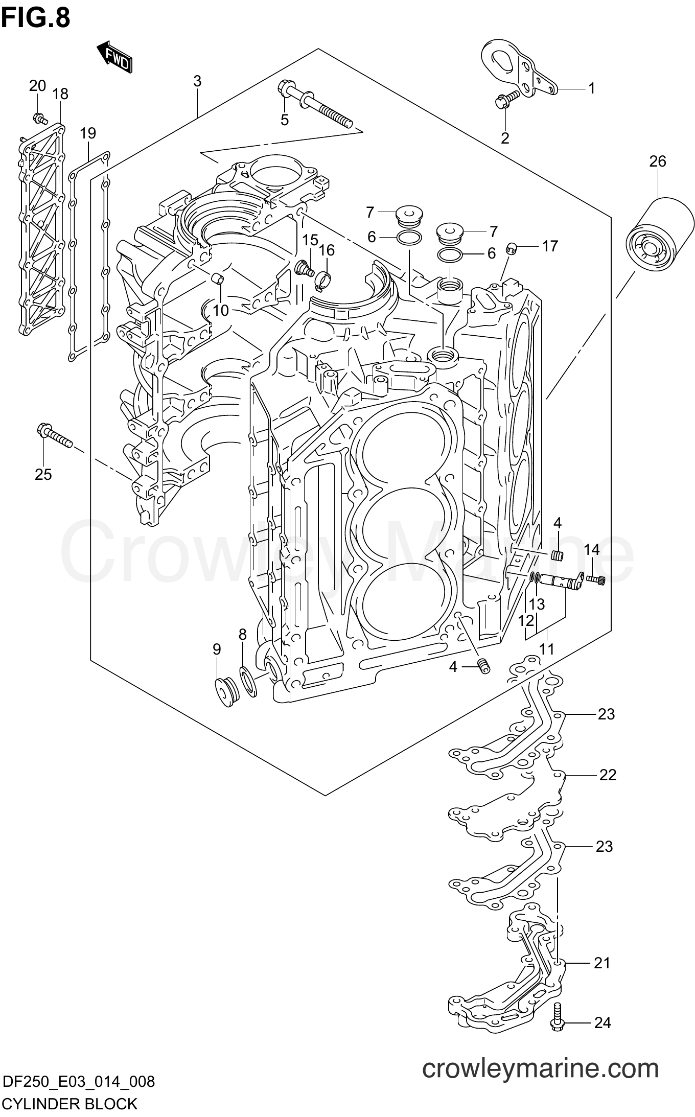 Suzuki Marine DF225 410001~ - CYLINDER BLOCK (DF200T E03)